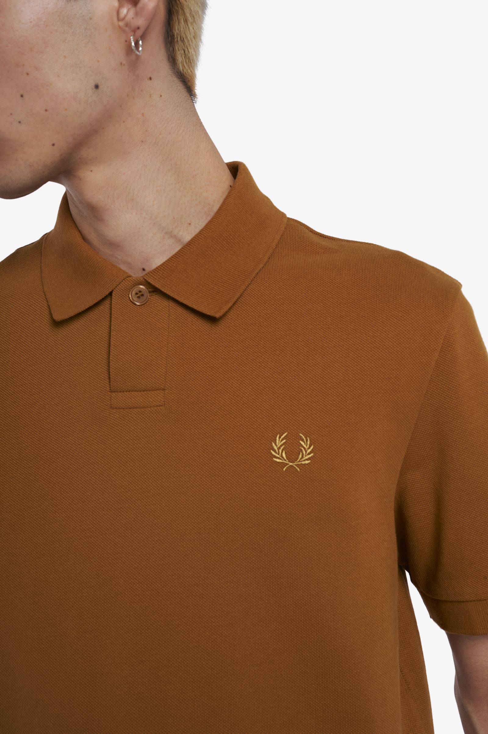 ReissuesOne Button Polo Shirt Dark Caramel 7037842