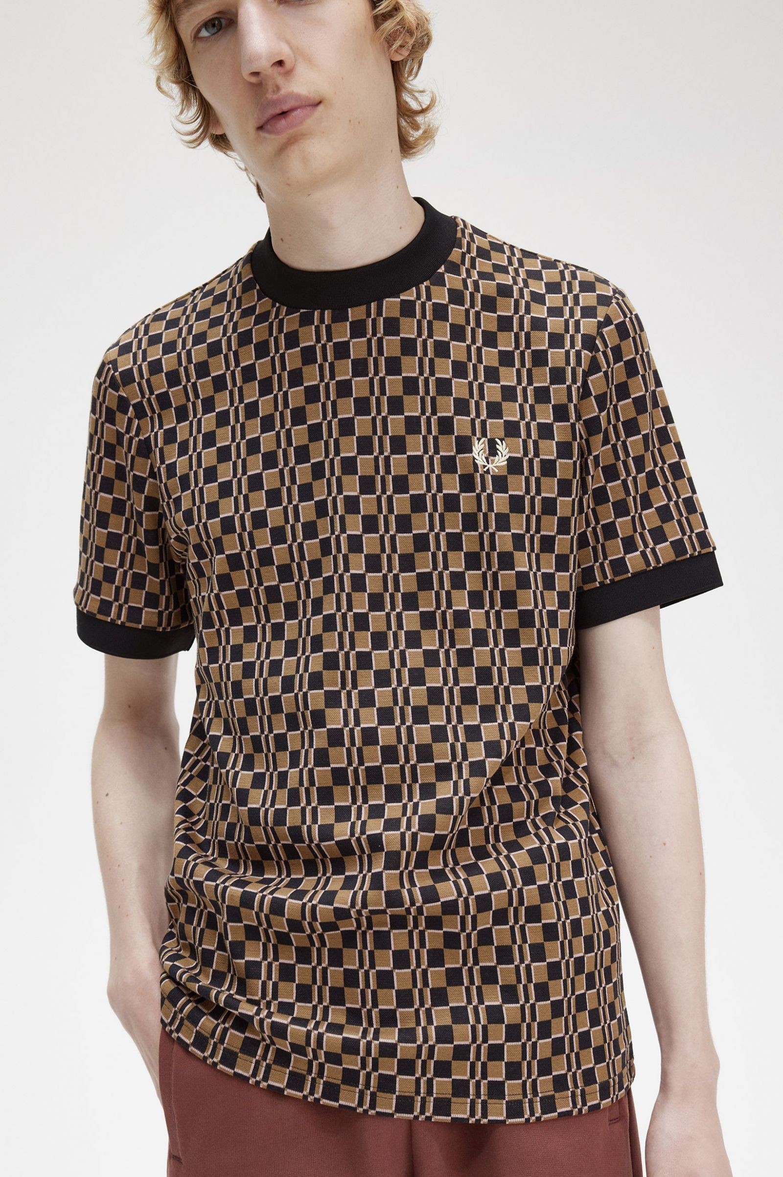 Glitch Chequerboard T-Shirt Shaded Stone / Navy 7038930