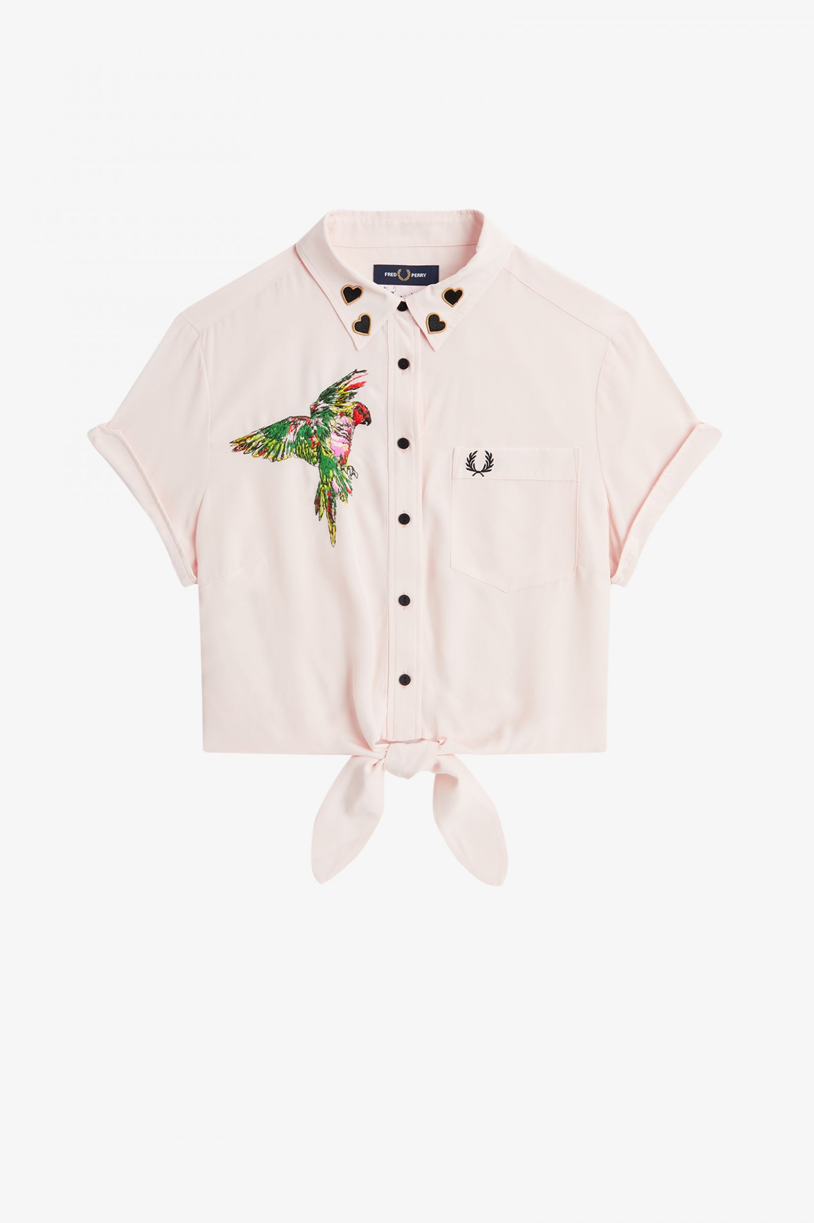 Amy Winehouse FoundationEmbroidered Tie-Front Shirt Milky Pink 7037923