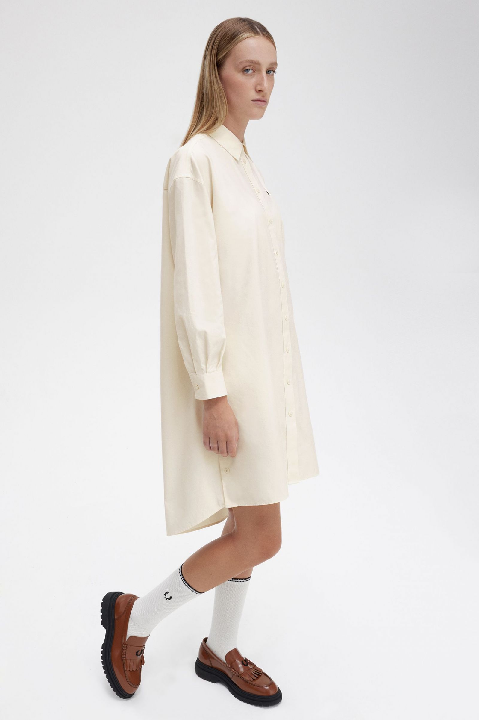 Split Detail Shirt Dress Ecru 7039286
