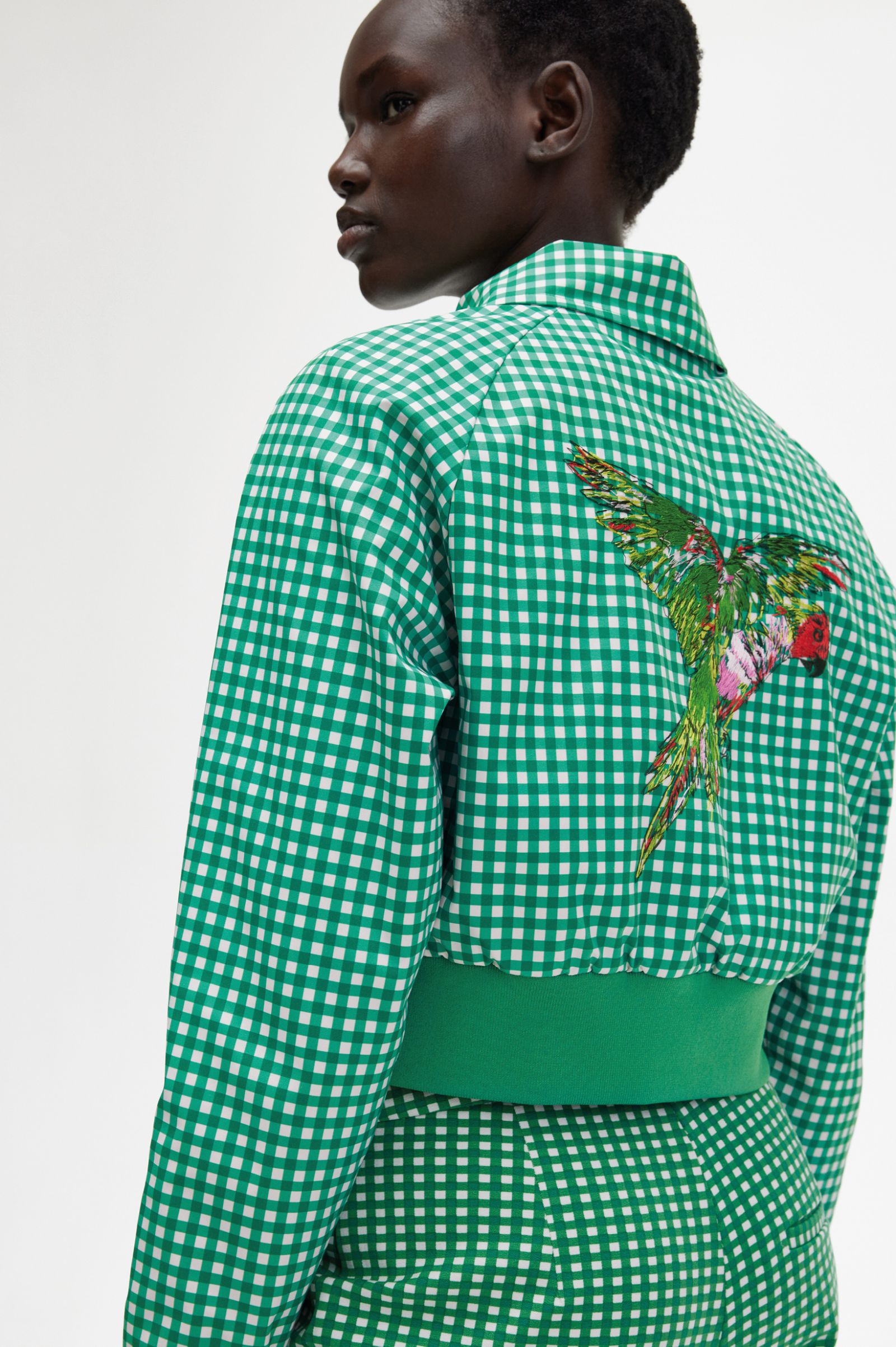 Amy Winehouse FoundationEmbroidered Gingham Jacket Fred Perry Green 7037938