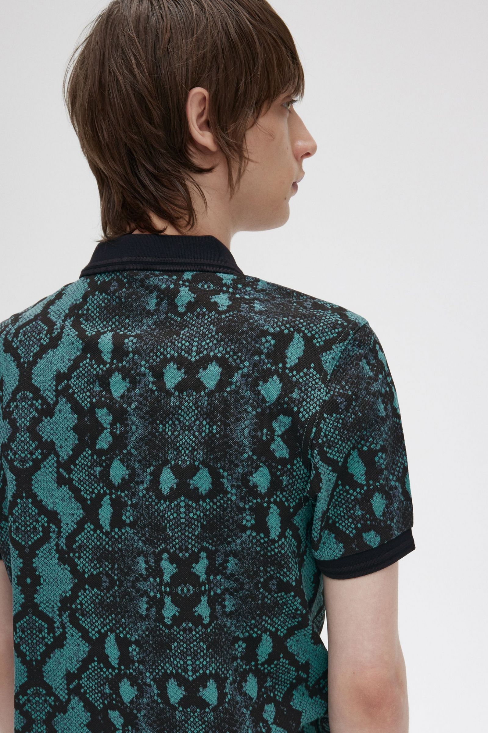 Snake Print Fred Perry Shirt Deep Mint 7038524