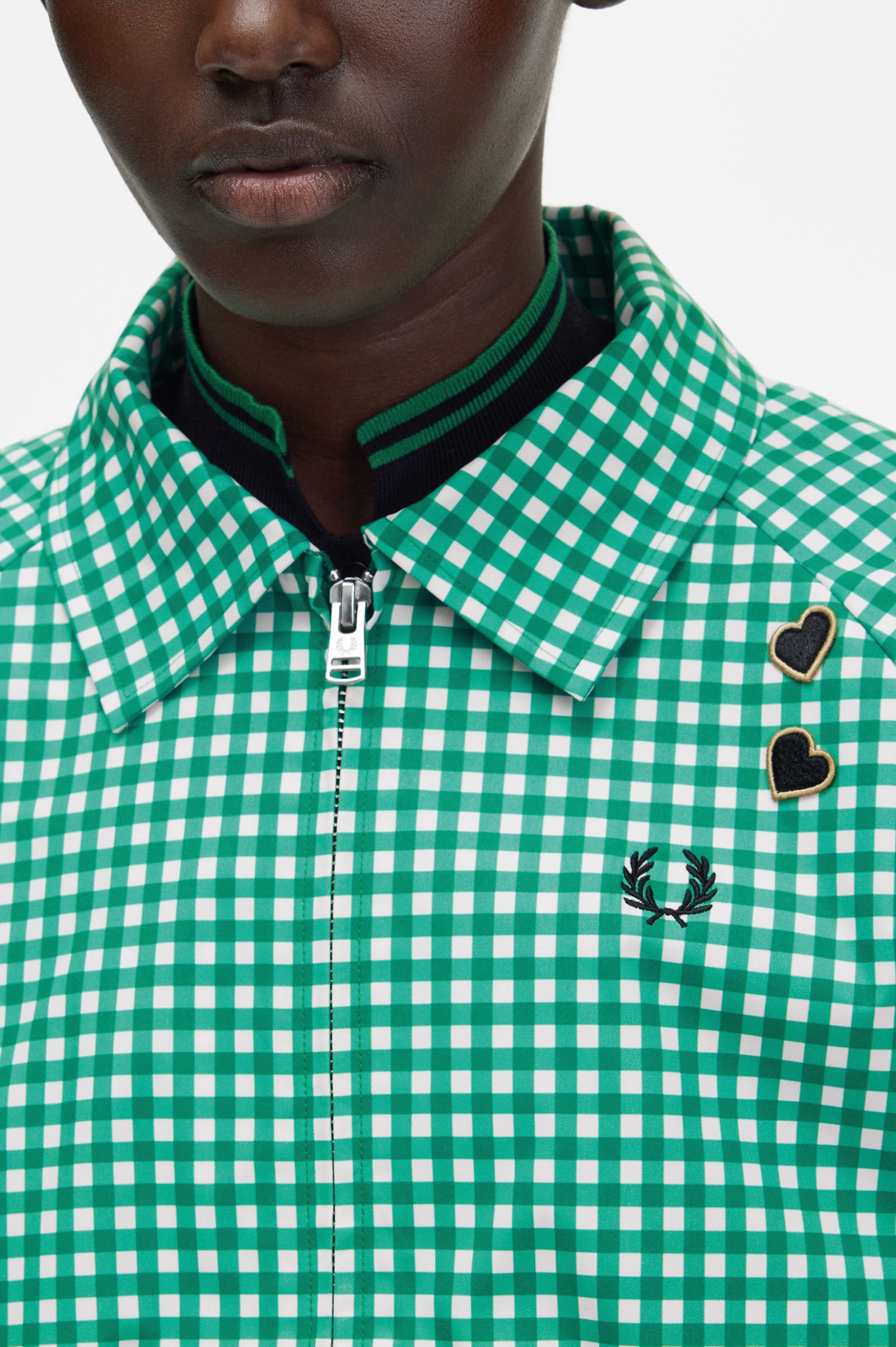 Amy Winehouse FoundationEmbroidered Gingham Jacket Fred Perry Green 7037938