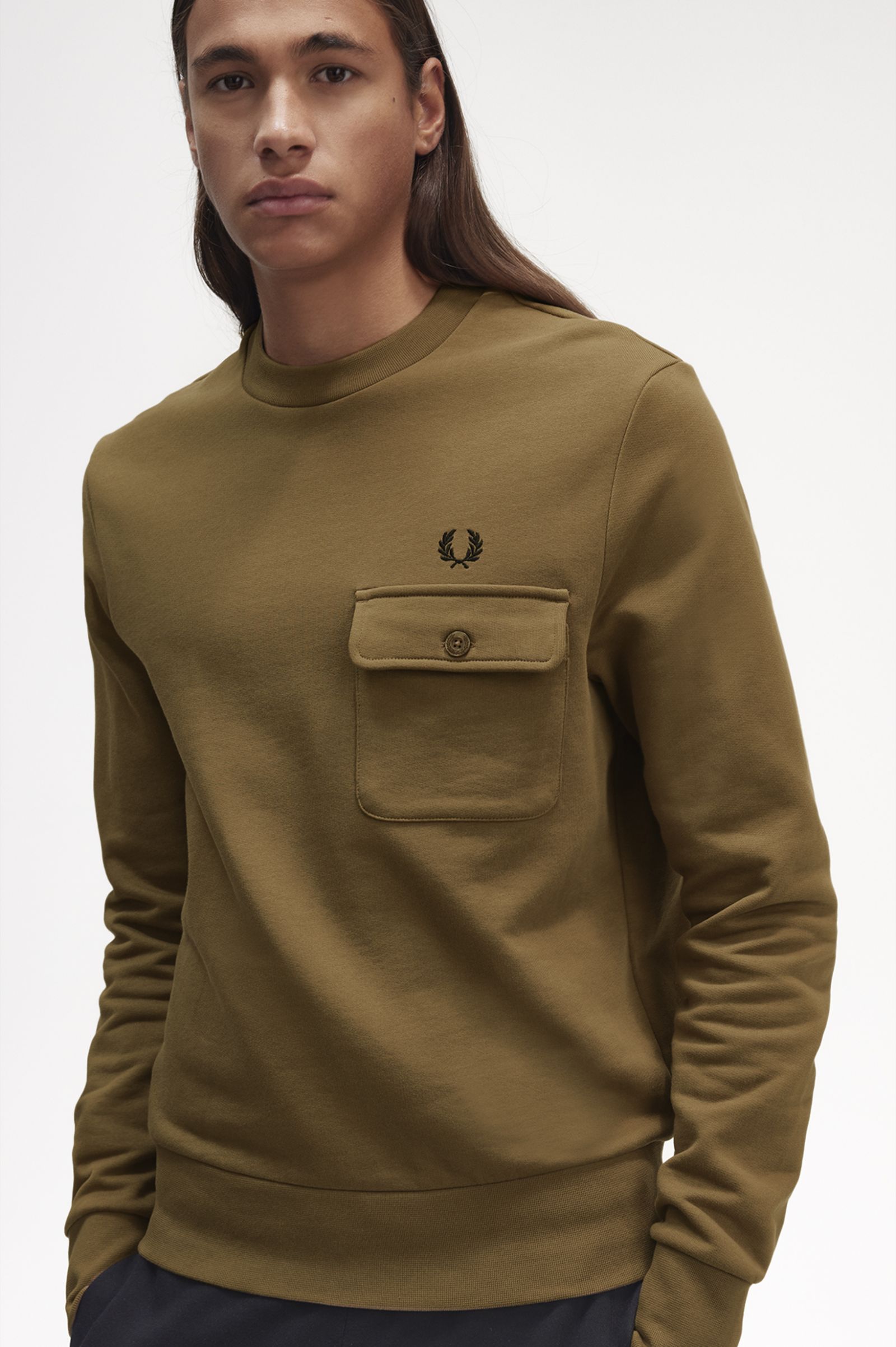 ReissuesPocket Detail Crew Neck Sweatshirt Shaded Stone 7037857