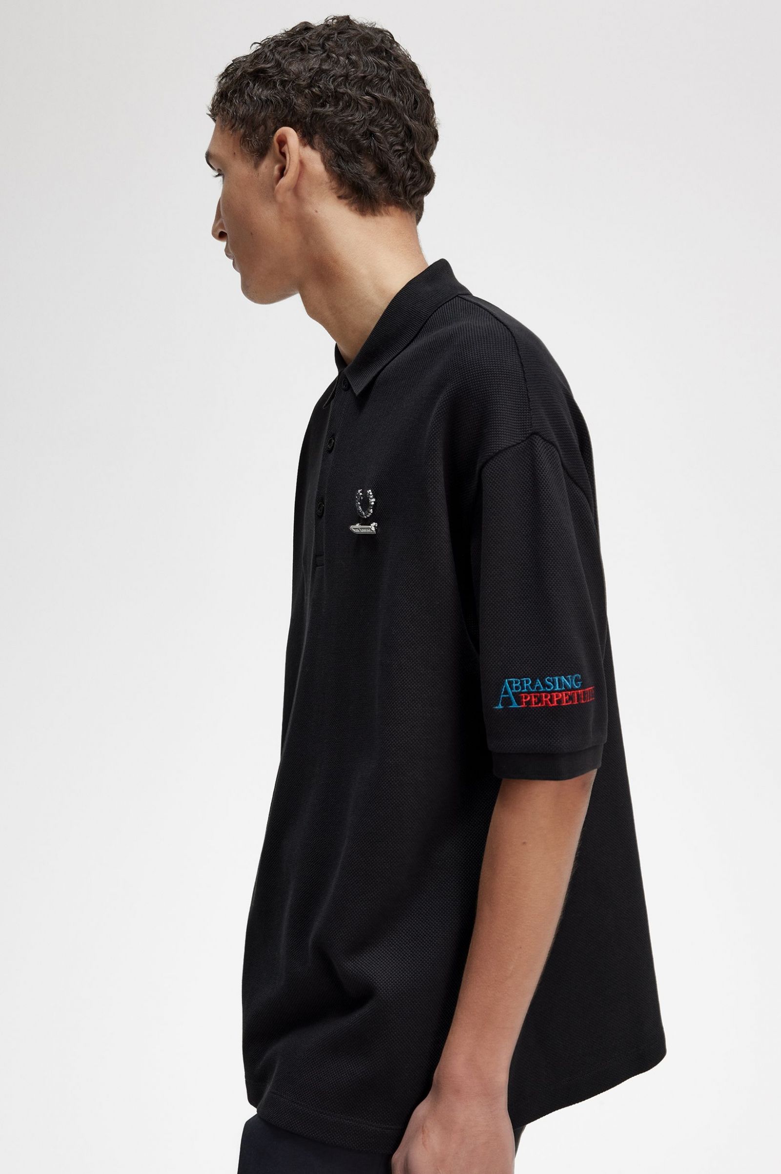 Raf SimonsEmbroidered Polo Shirt Black 7038636