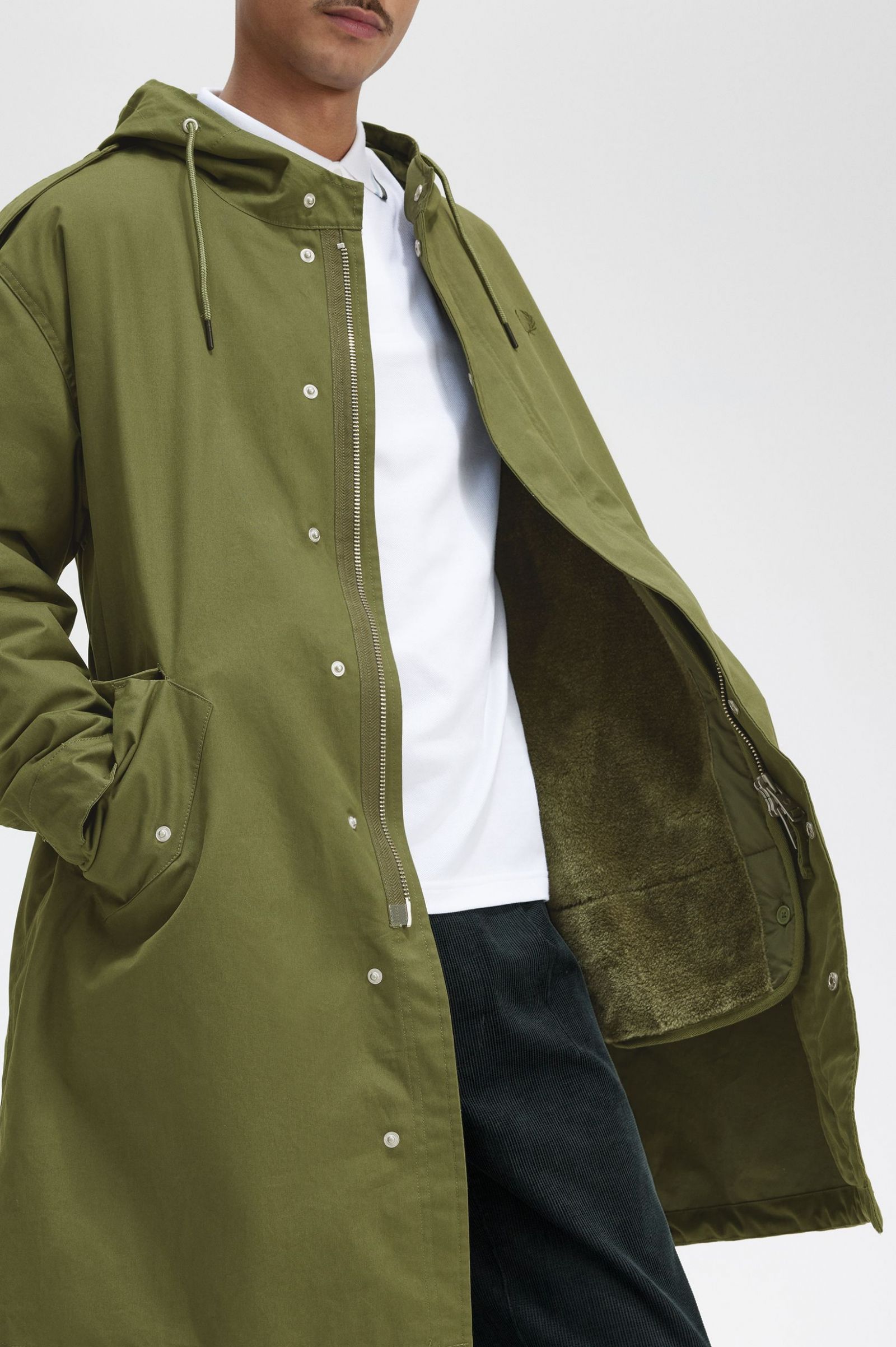 Faux Fur Lined Parka Parka Green 7038290