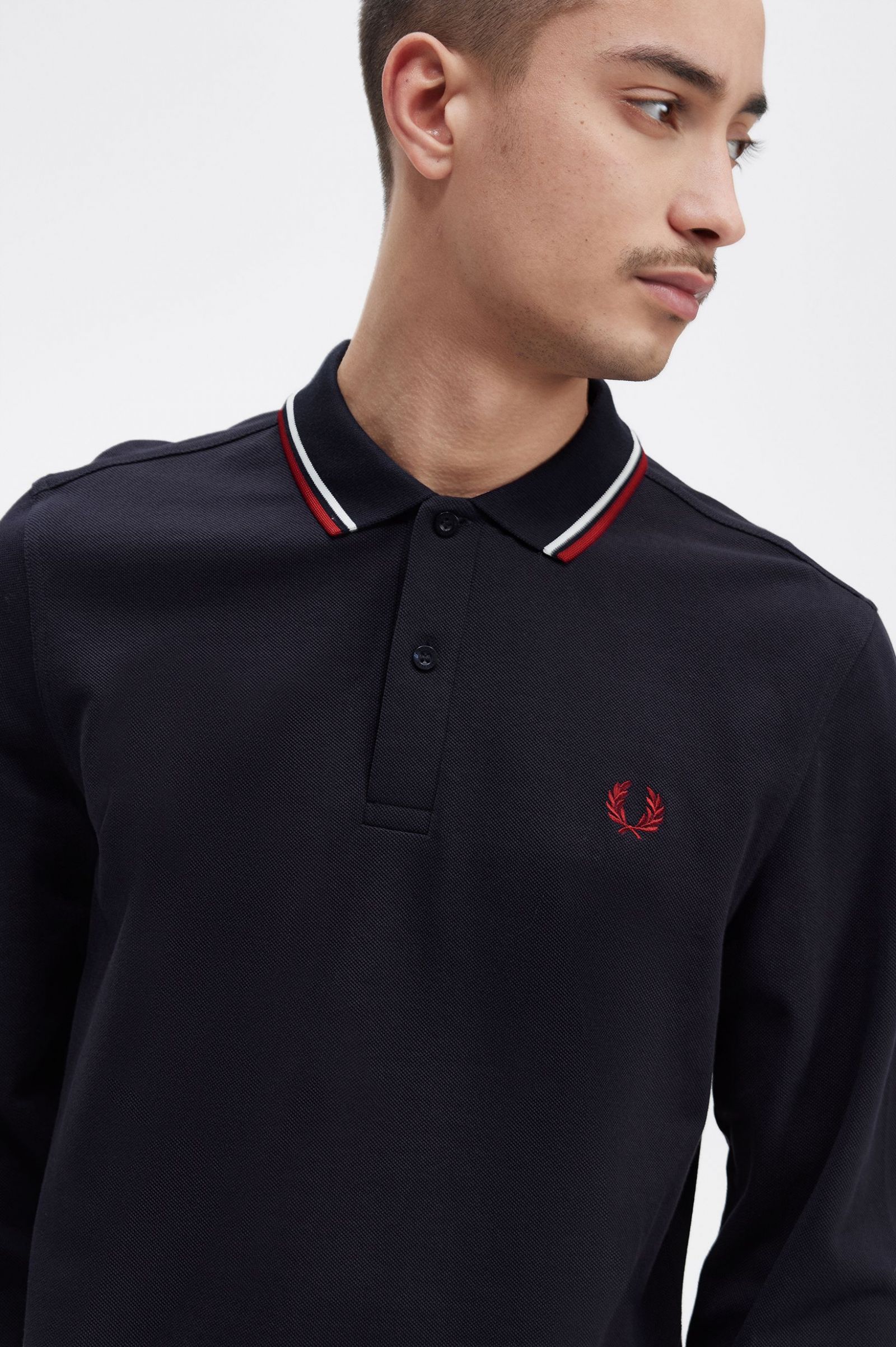 The Fred Perry ShirtM3636 Navy / Snow White / Burnt Red 7038545