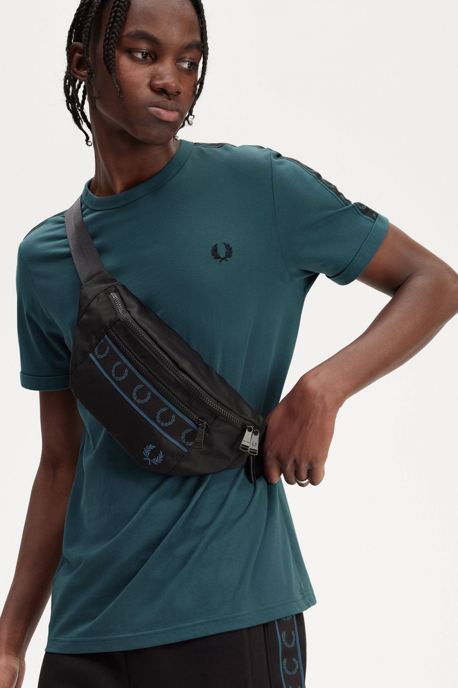 Contrast Tape Ringer T-Shirt Petrol Blue / Black 7038934