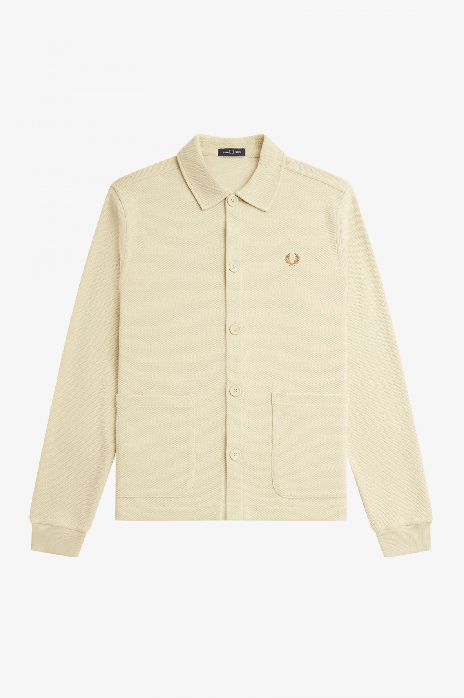 Button Through Long Sleeve Polo Shirt Oatmeal 7038566