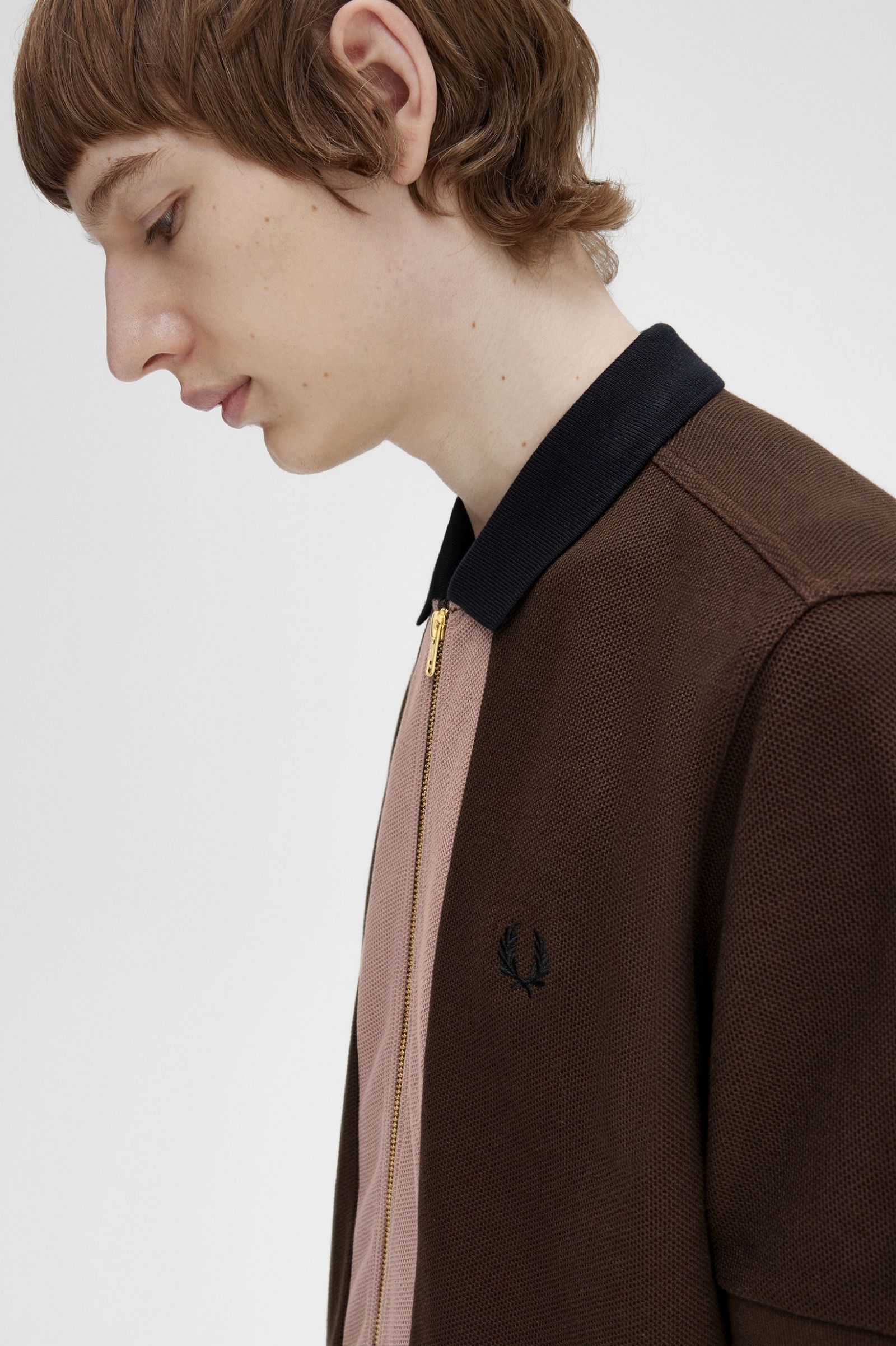 Zip Through Polo Shirt Burnt Tobacco 7038678