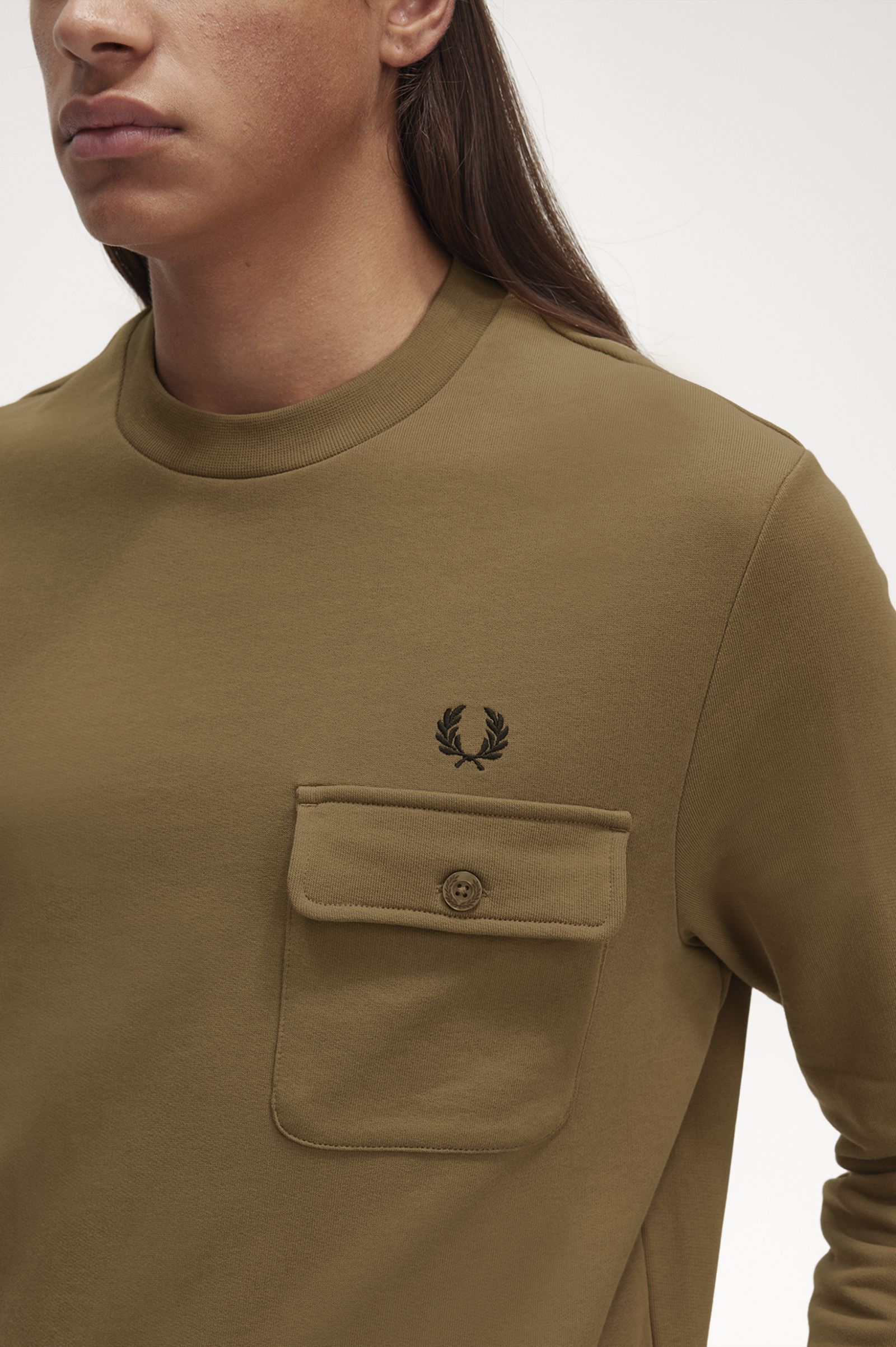 ReissuesPocket Detail Crew Neck Sweatshirt Shaded Stone 7037857