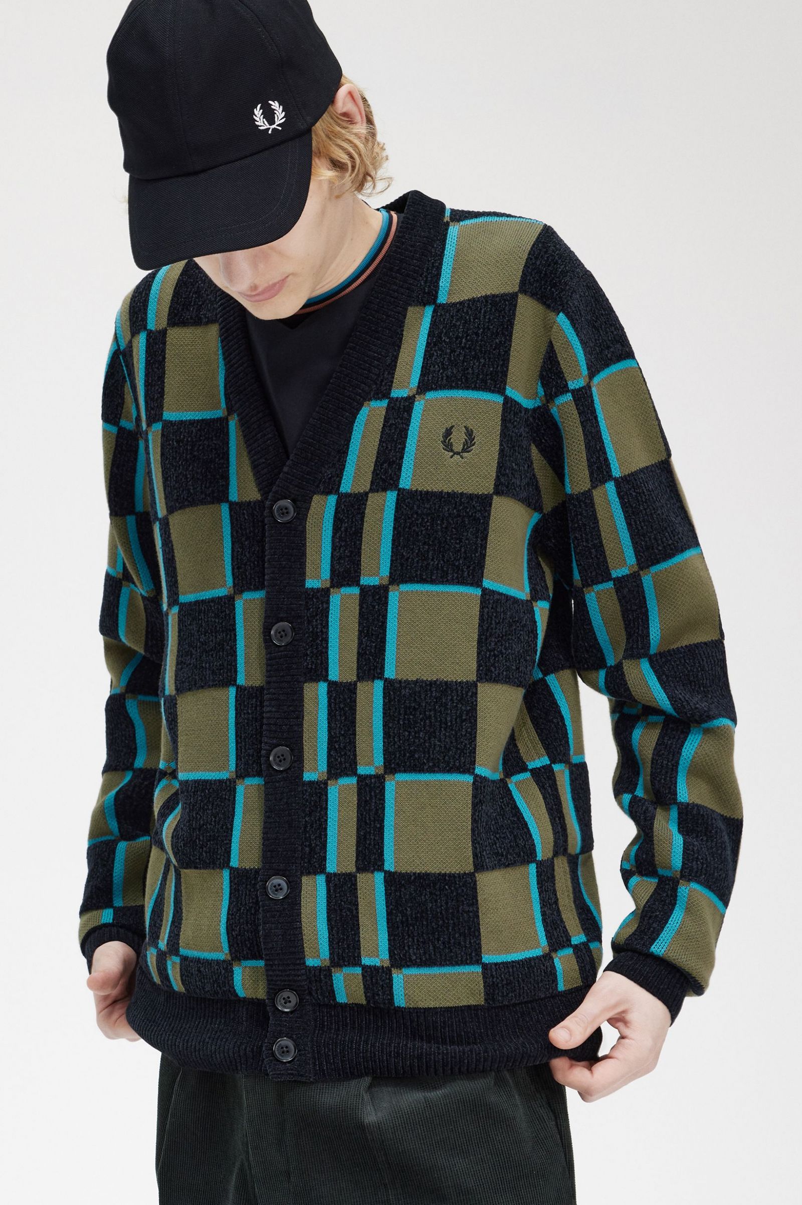 Glitch Chequerboard Cardigan Uniform Green / Black 7038327