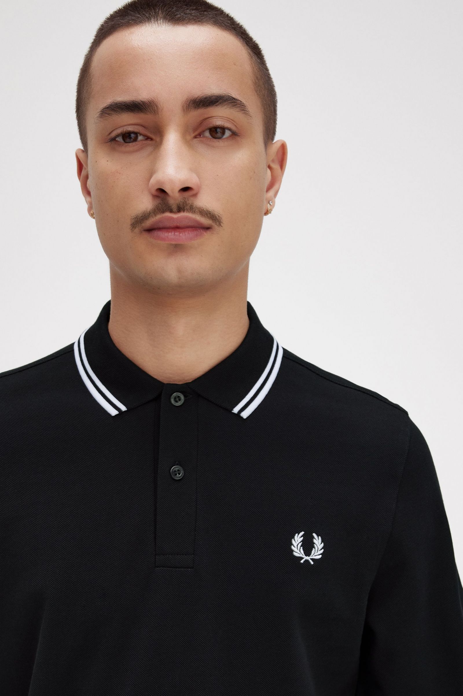 Rave Graphic Long Sleeve Fred Perry Shirt Black 7038515
