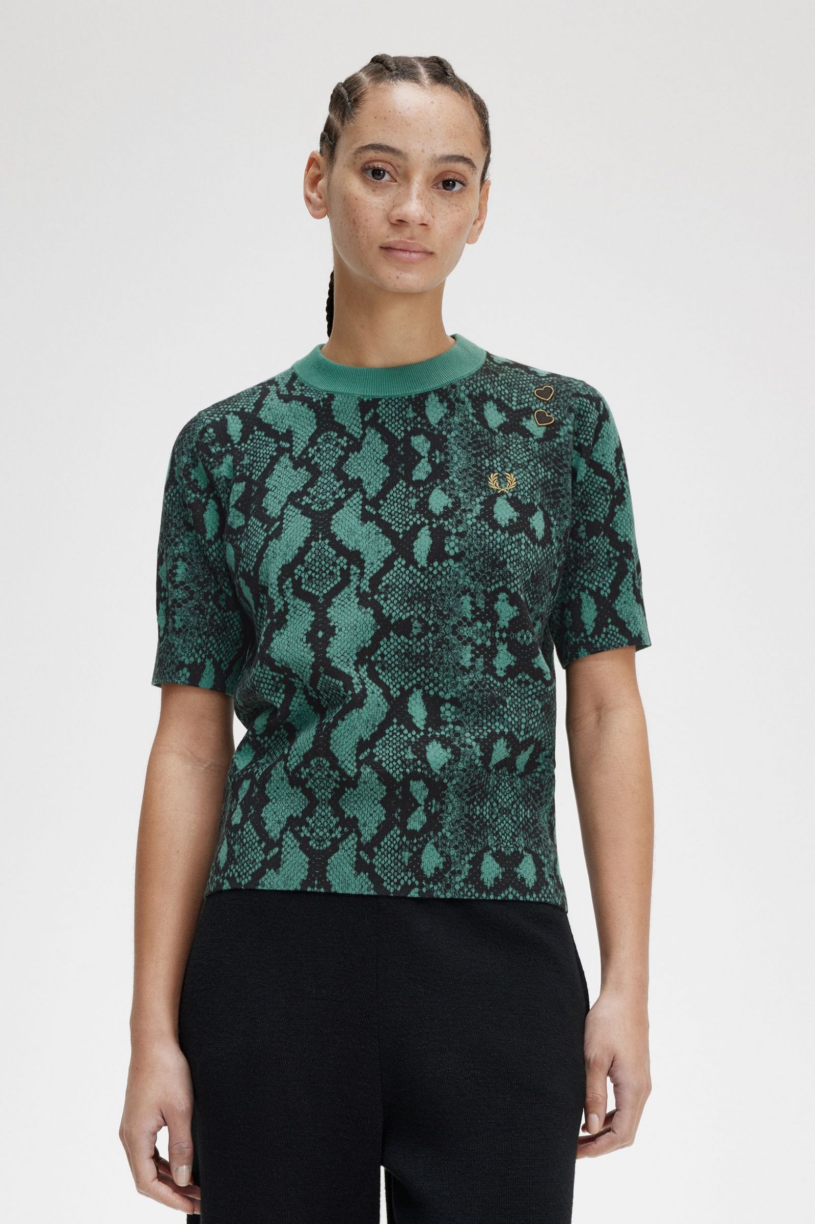 Amy Winehouse FoundationSnake Print Jumper Deep Mint 7039333