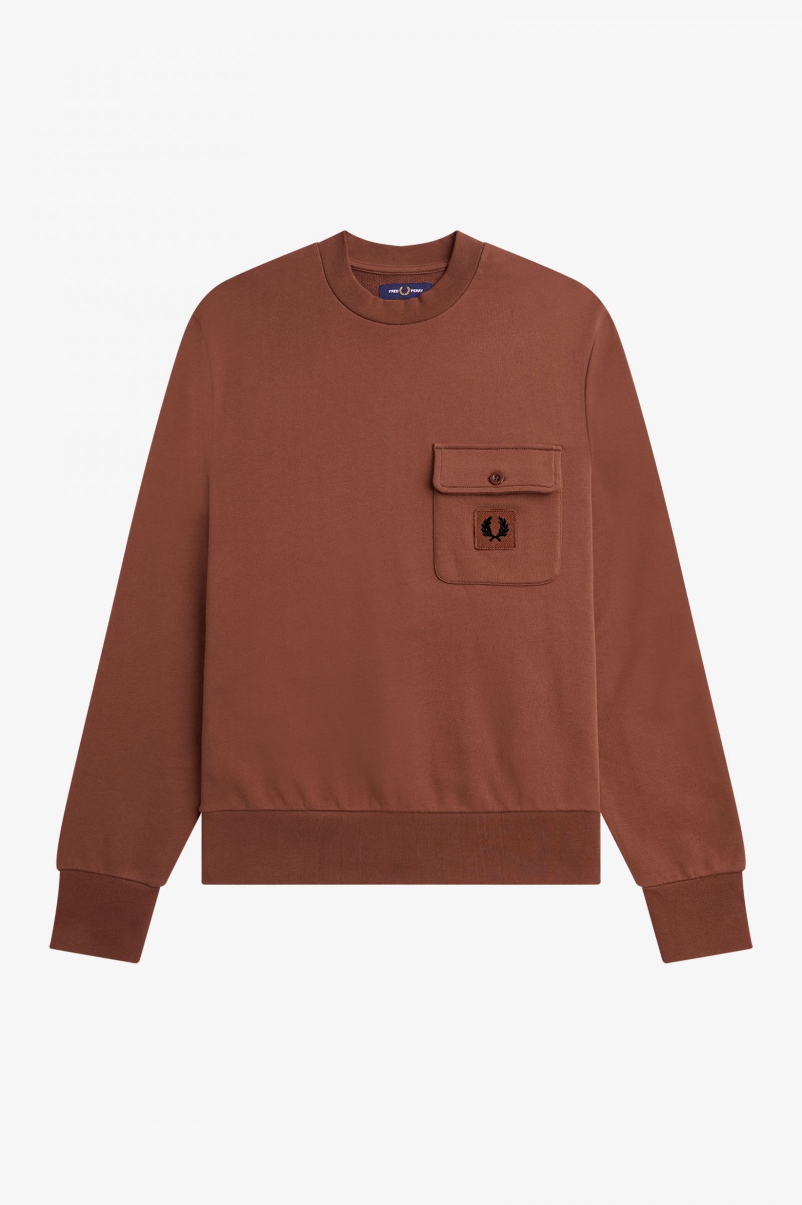 Badge Detail Crew Neck Sweatshirt Whisky Brown 7038872