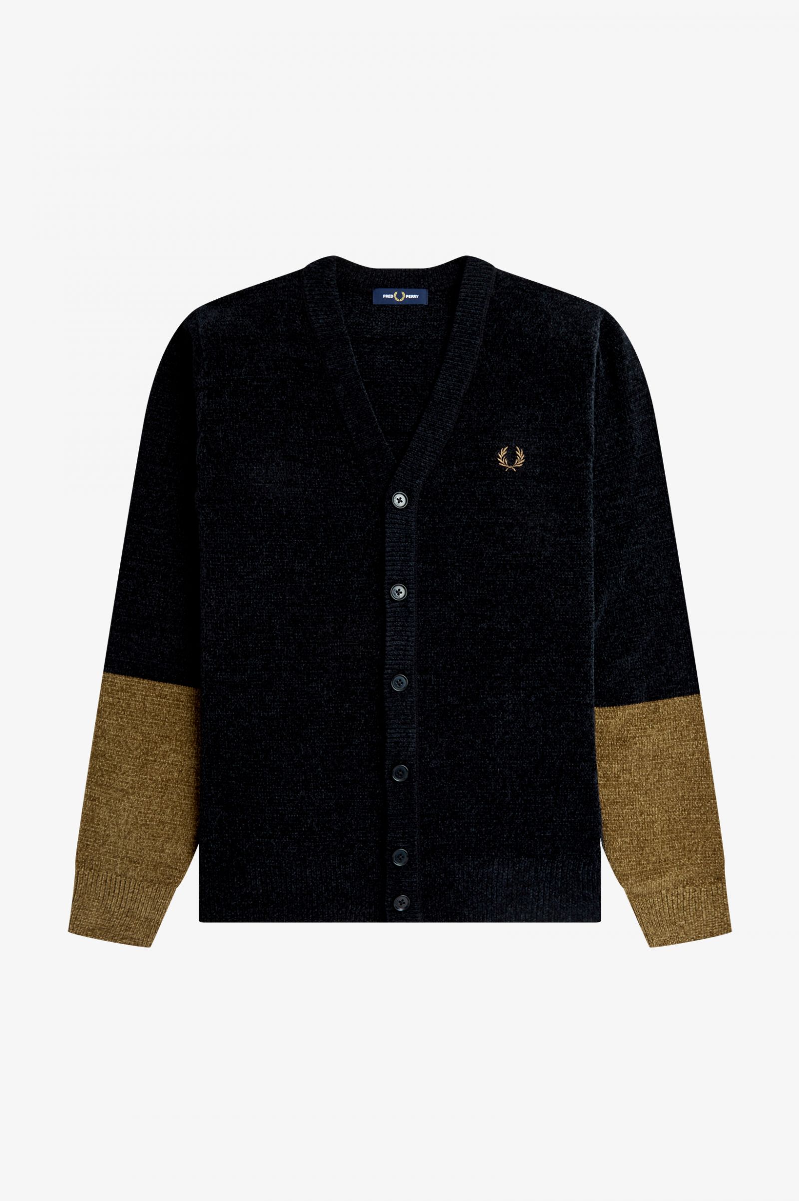 Colour Block Chenille Cardigan Black 7038697