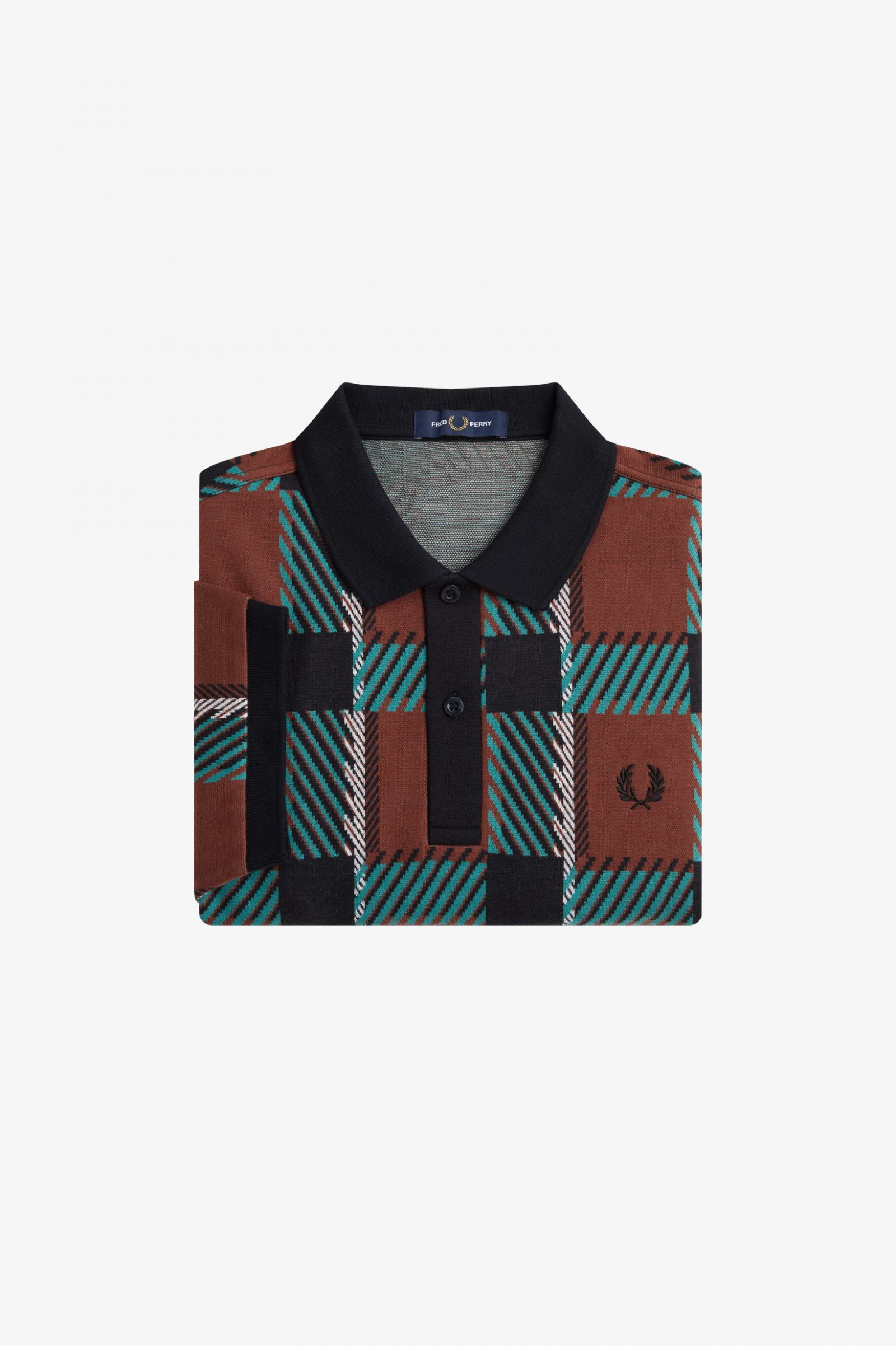 Glitch Tartan Polo Shirt Whisky Brown 7038439