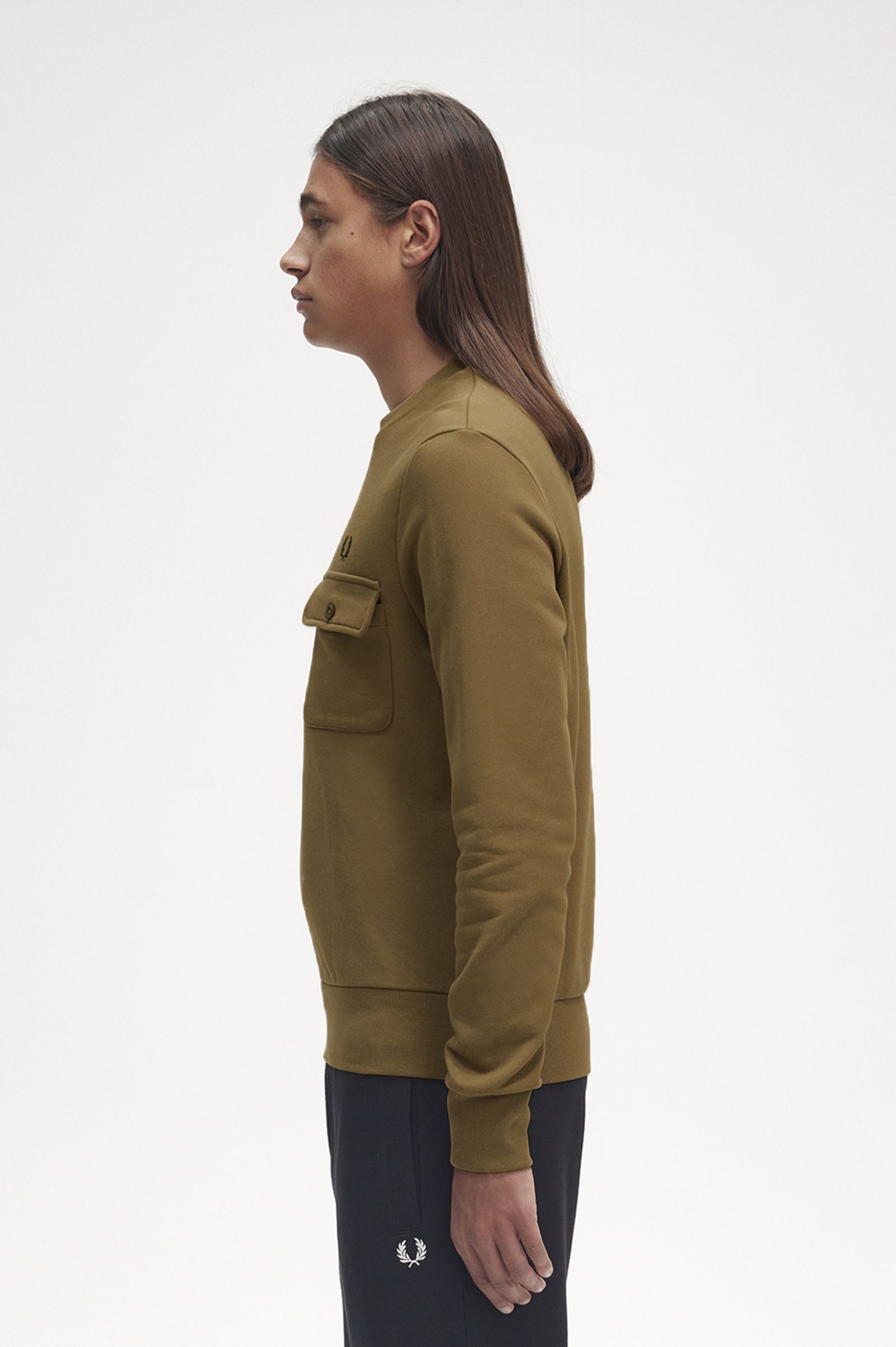 ReissuesPocket Detail Crew Neck Sweatshirt Shaded Stone 7037857