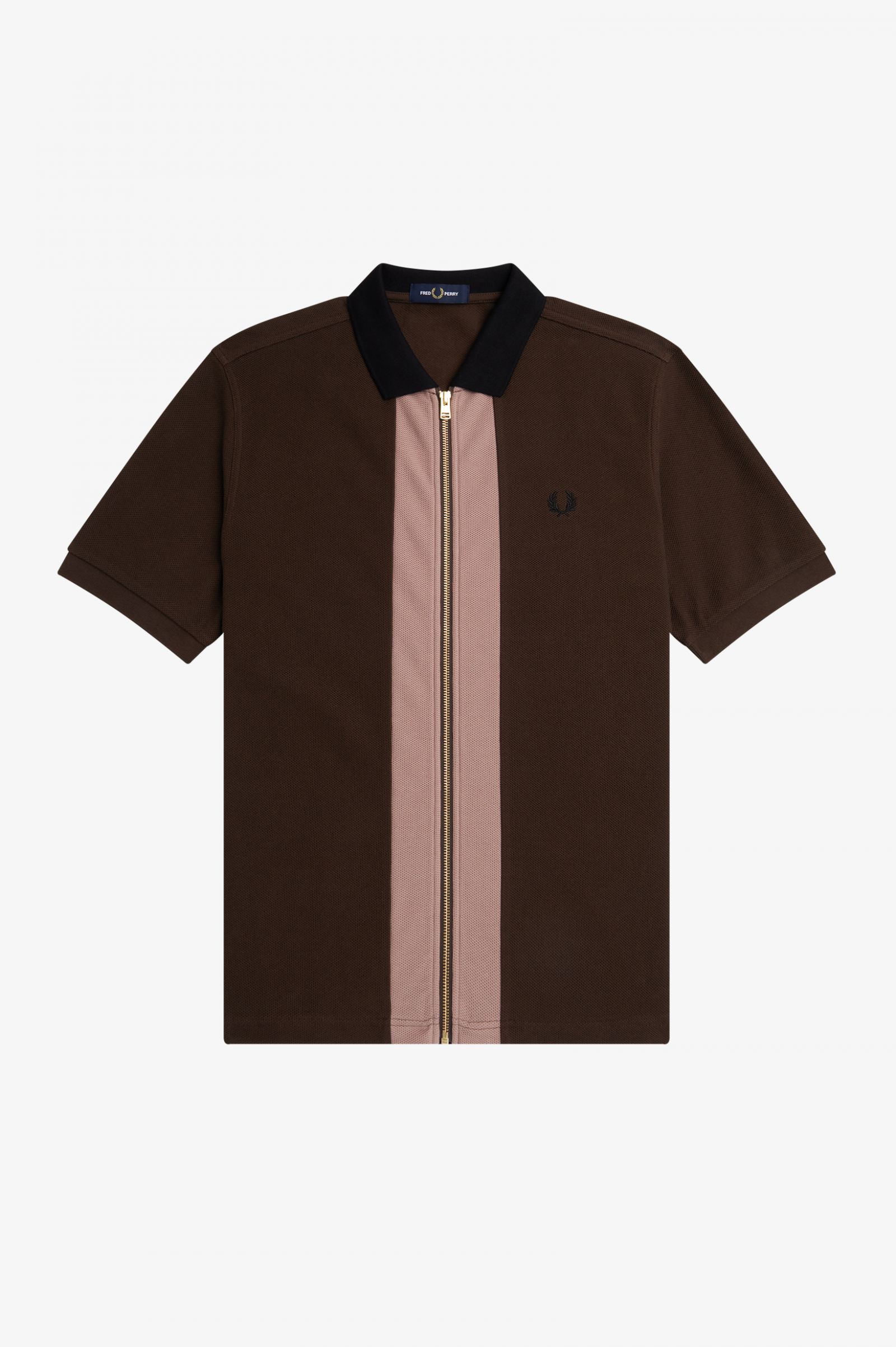 Zip Through Polo Shirt Burnt Tobacco 7038678