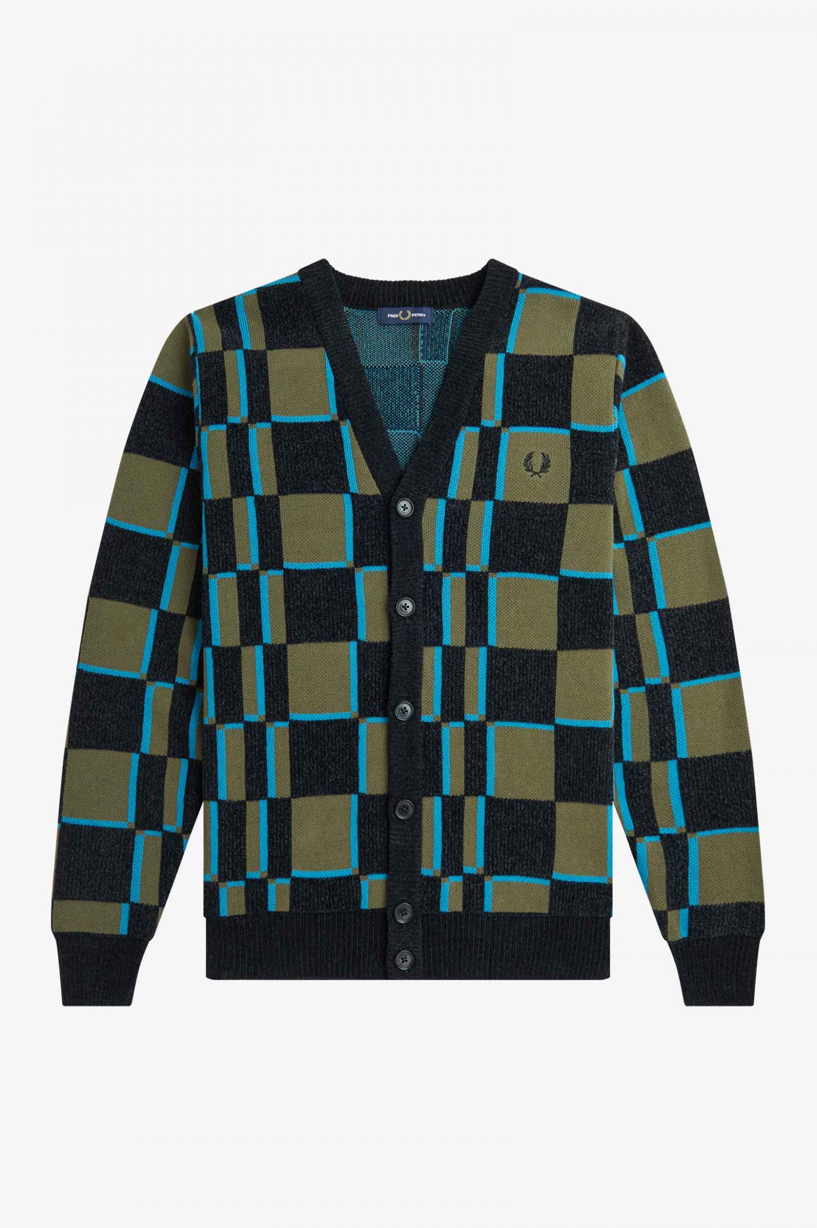 Glitch Chequerboard Cardigan Uniform Green / Black 7038327