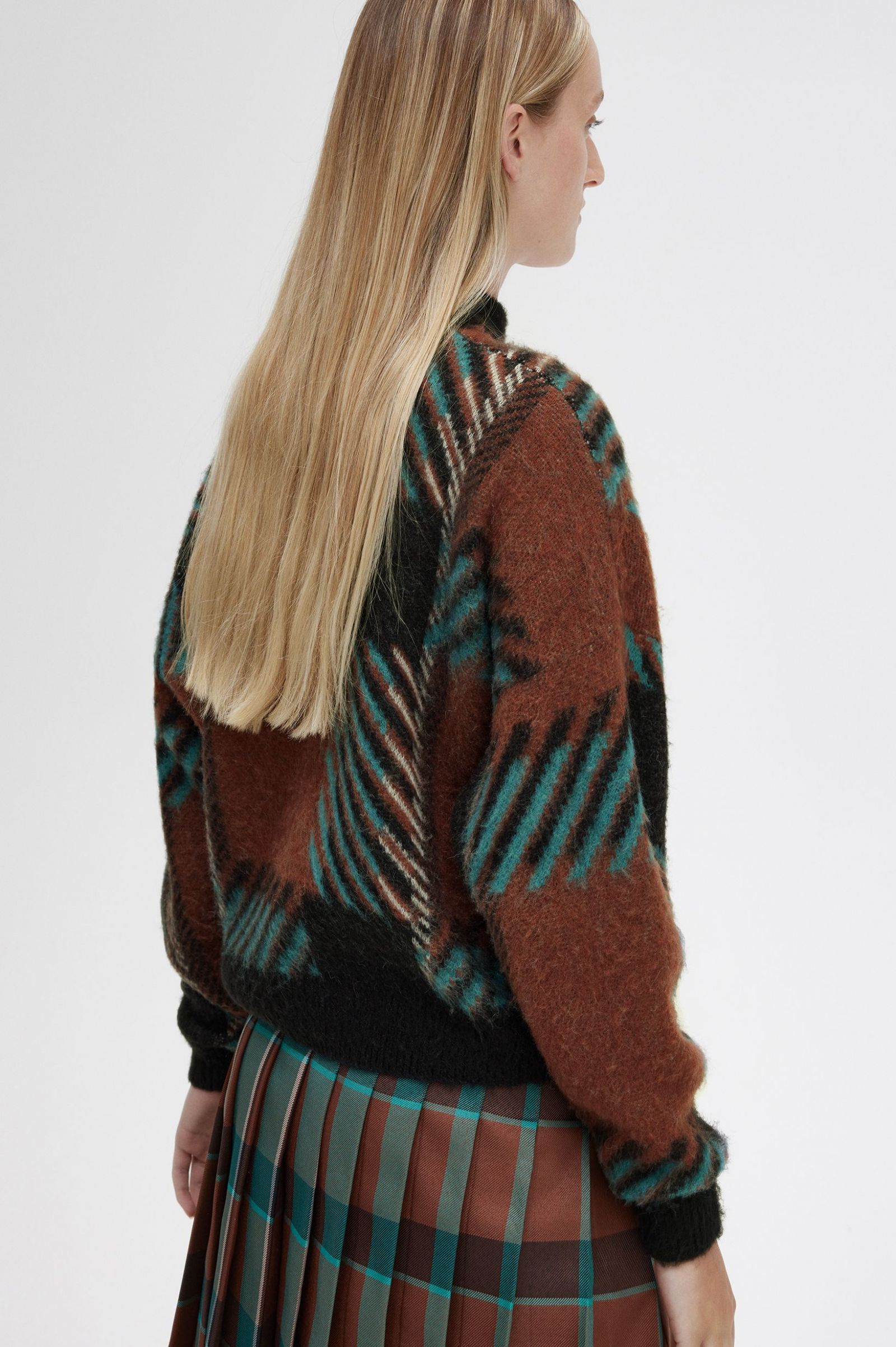 Glitch Tartan Jumper Whisky Brown 7039324