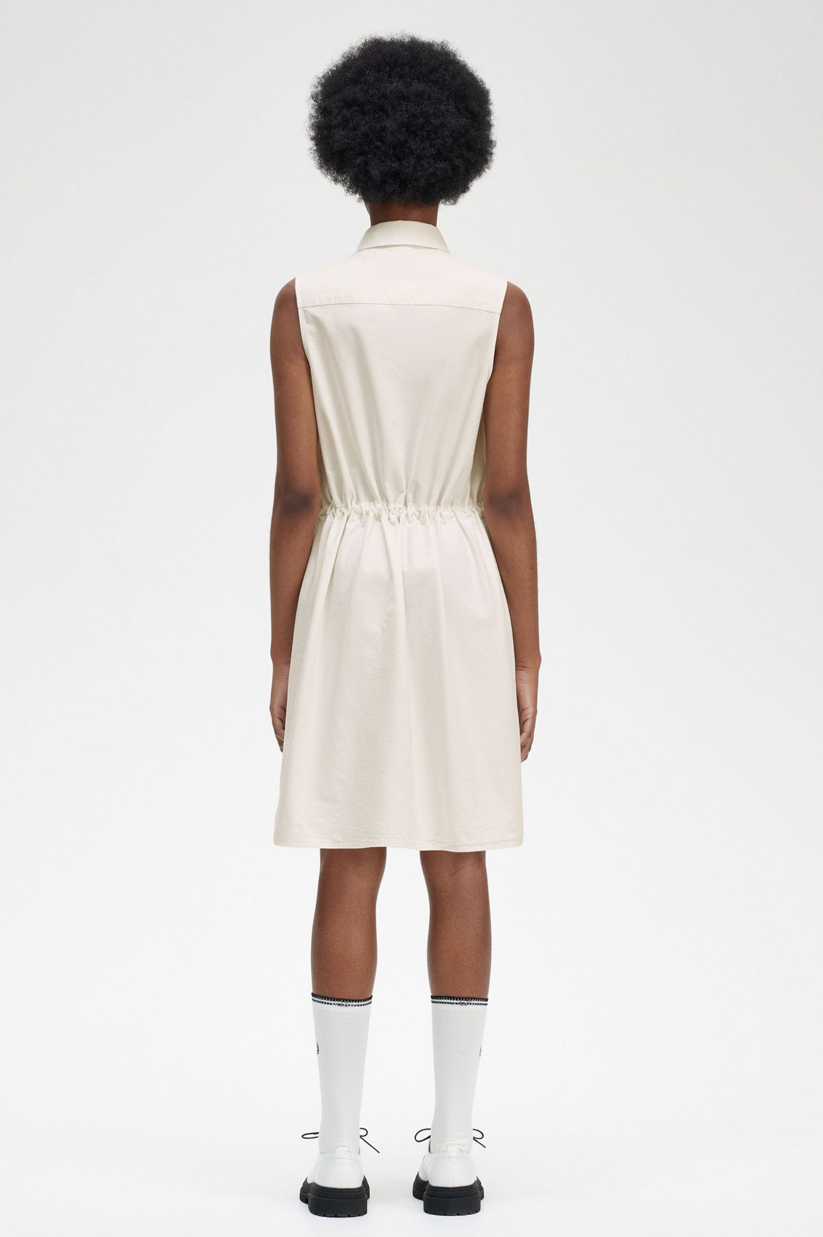 Gathered Sleeveless Shirt Dress Black 7039283