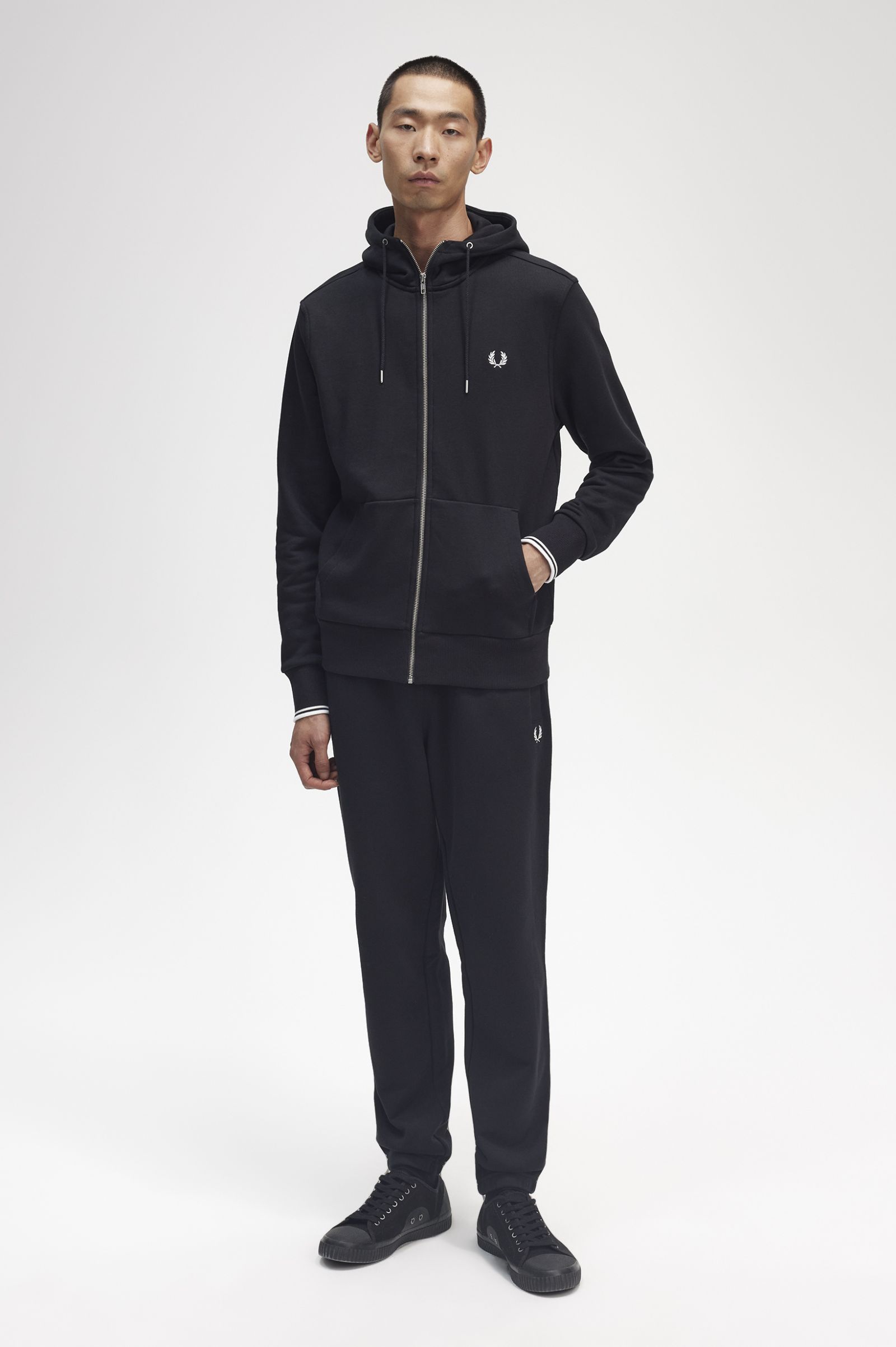 Hooded Zip Through Sweatshirt Black 7038843