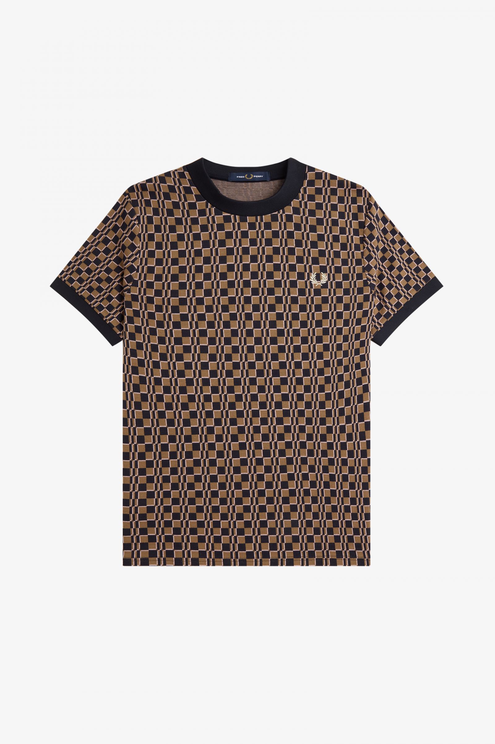 Glitch Chequerboard T-Shirt Shaded Stone / Navy 7038930