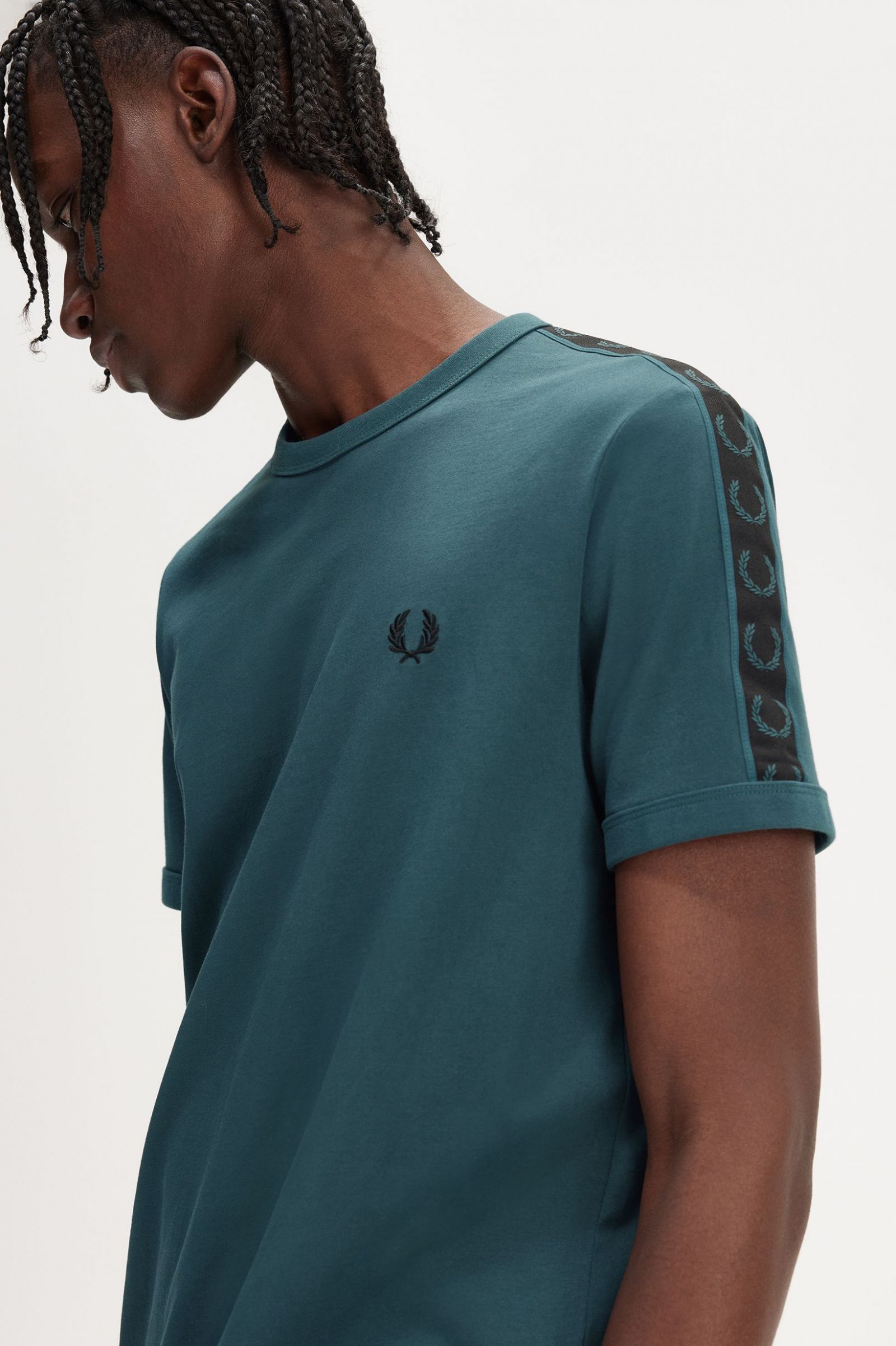 Contrast Tape Ringer T-Shirt Petrol Blue / Black 7038934