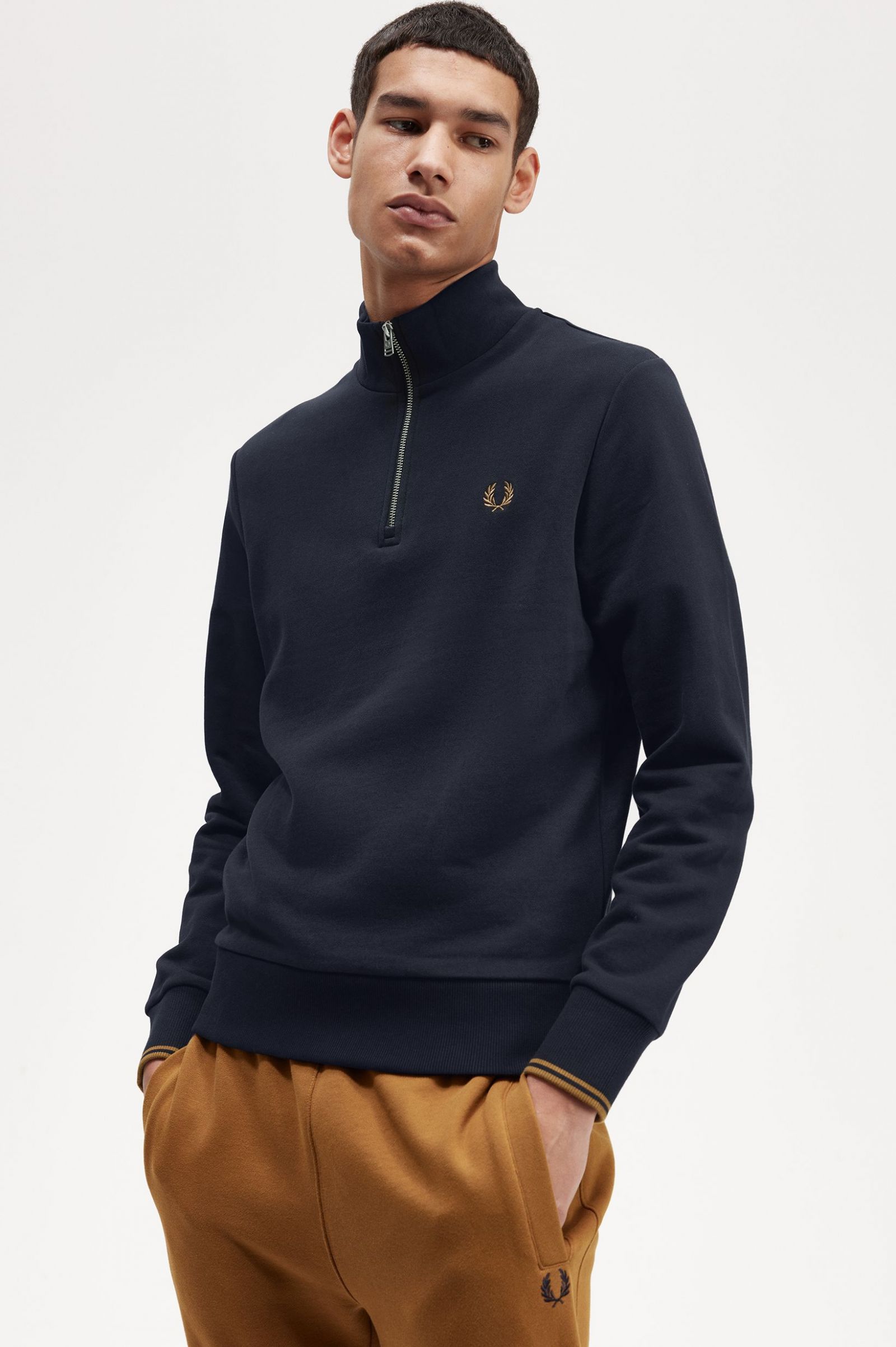 Half Zip Sweatshirt Navy / Dark Caramel 7038838