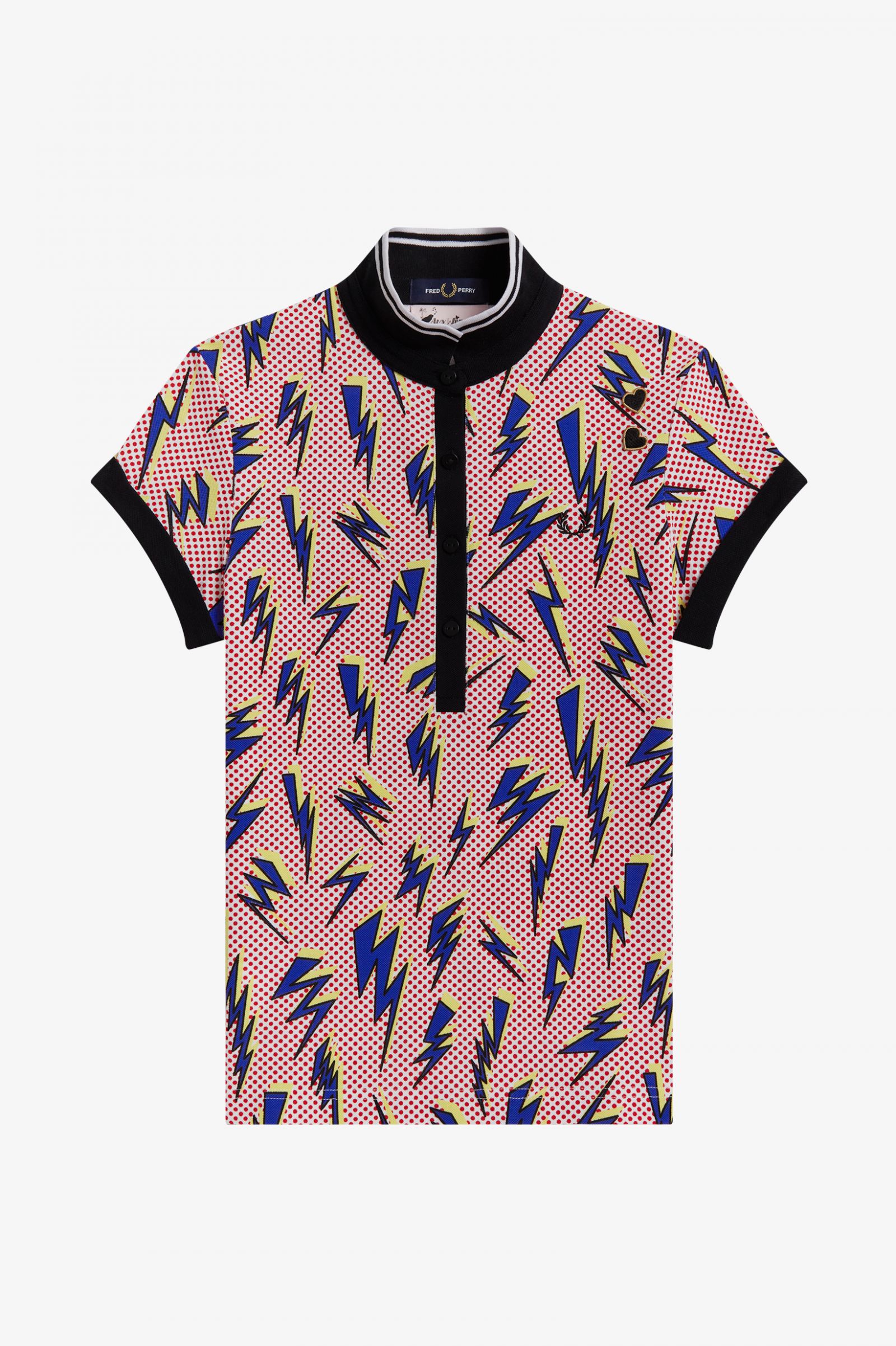 Amy Winehouse FoundationLightning Print Polo Shirt Black 7037986