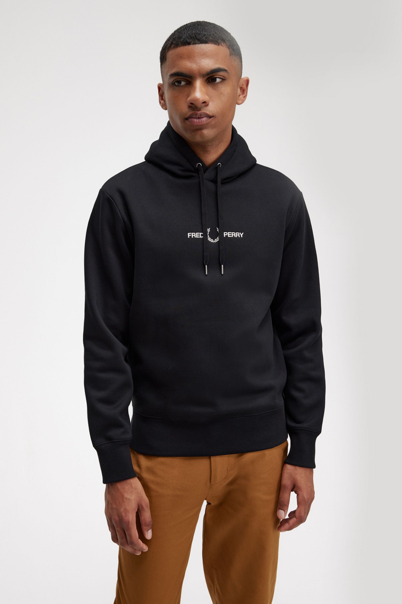 Embroidered Hooded Sweatshirt Black 7038847