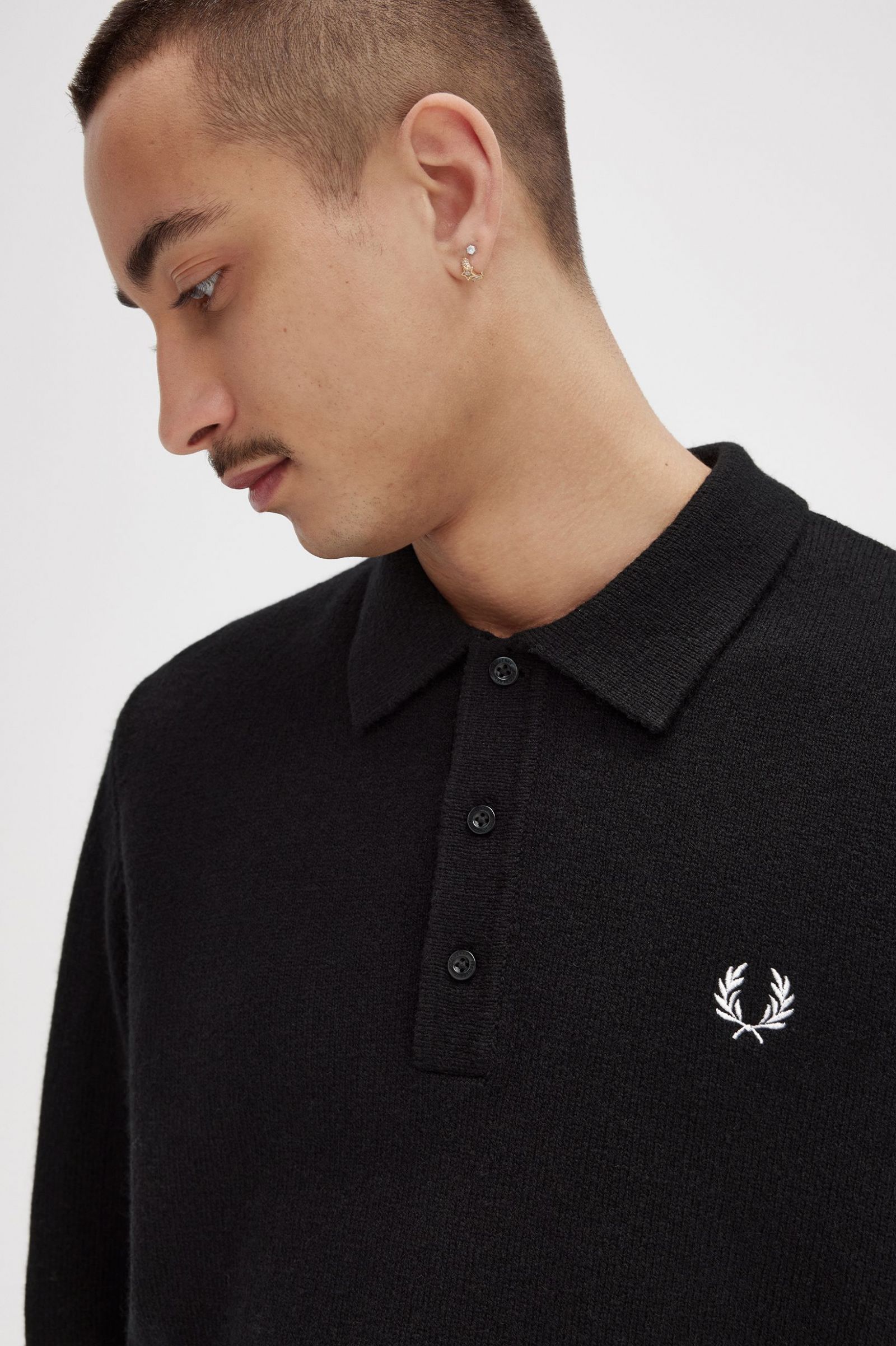 Laurel Wreath Trim Knitted Shirt Black 7038328