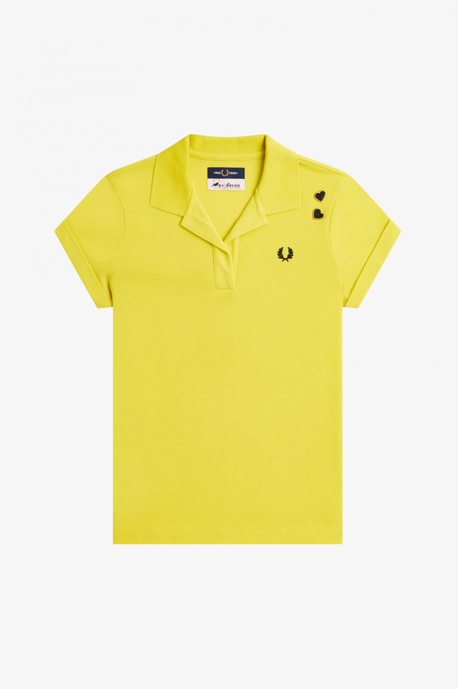 Amy Winehouse FoundationOpen Collar Piqué Shirt Yellow Pop 7039240