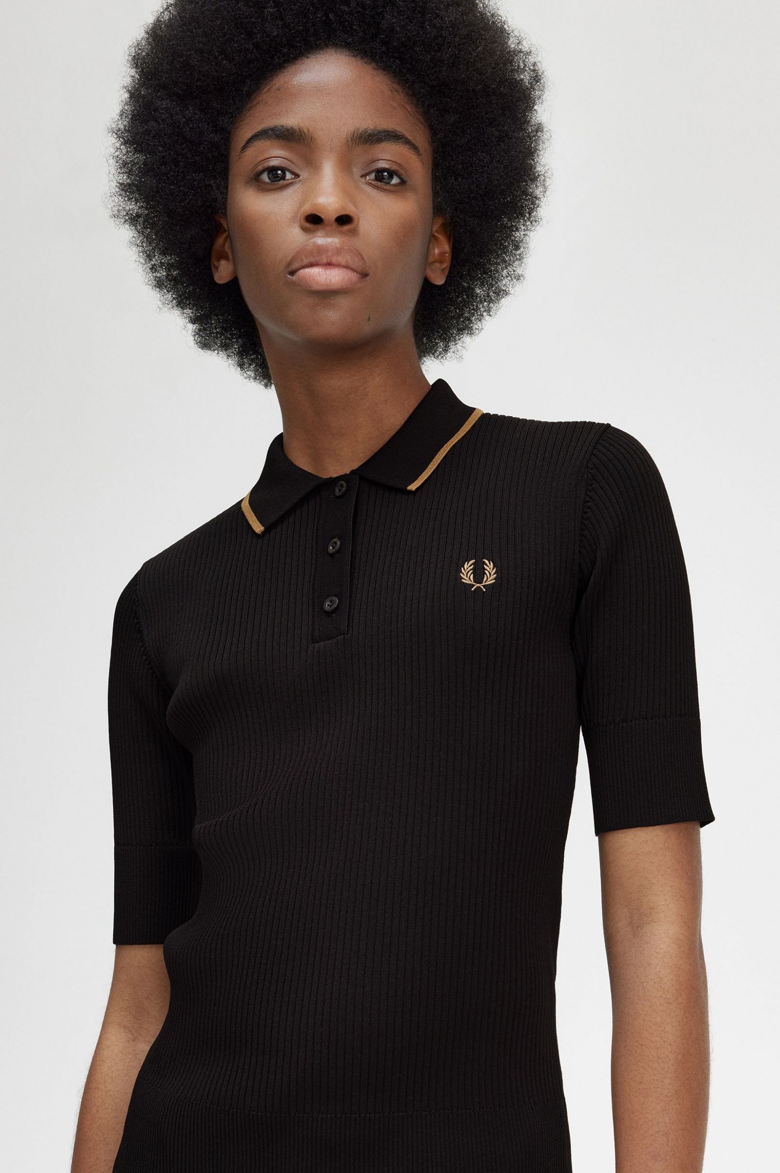 Ribbed Knitted Shirt Black 7039328