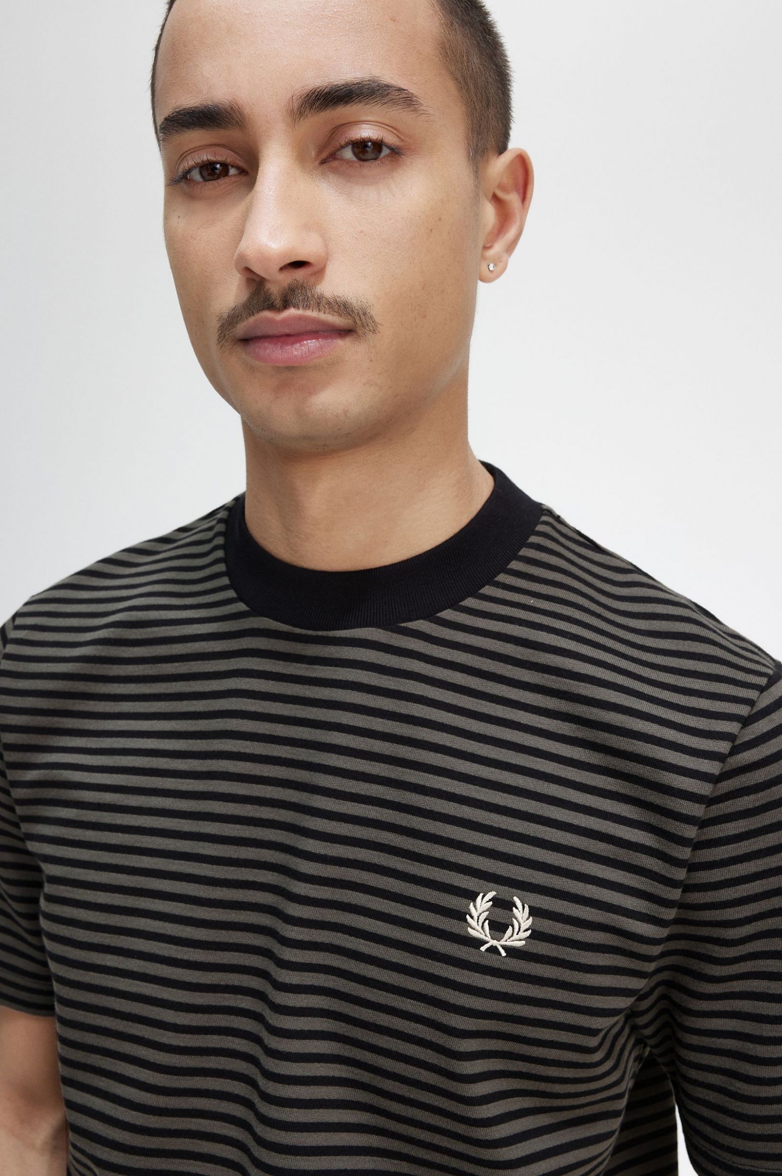 Fine Stripe Heavyweight T-Shirt Black / Field Green 7038959