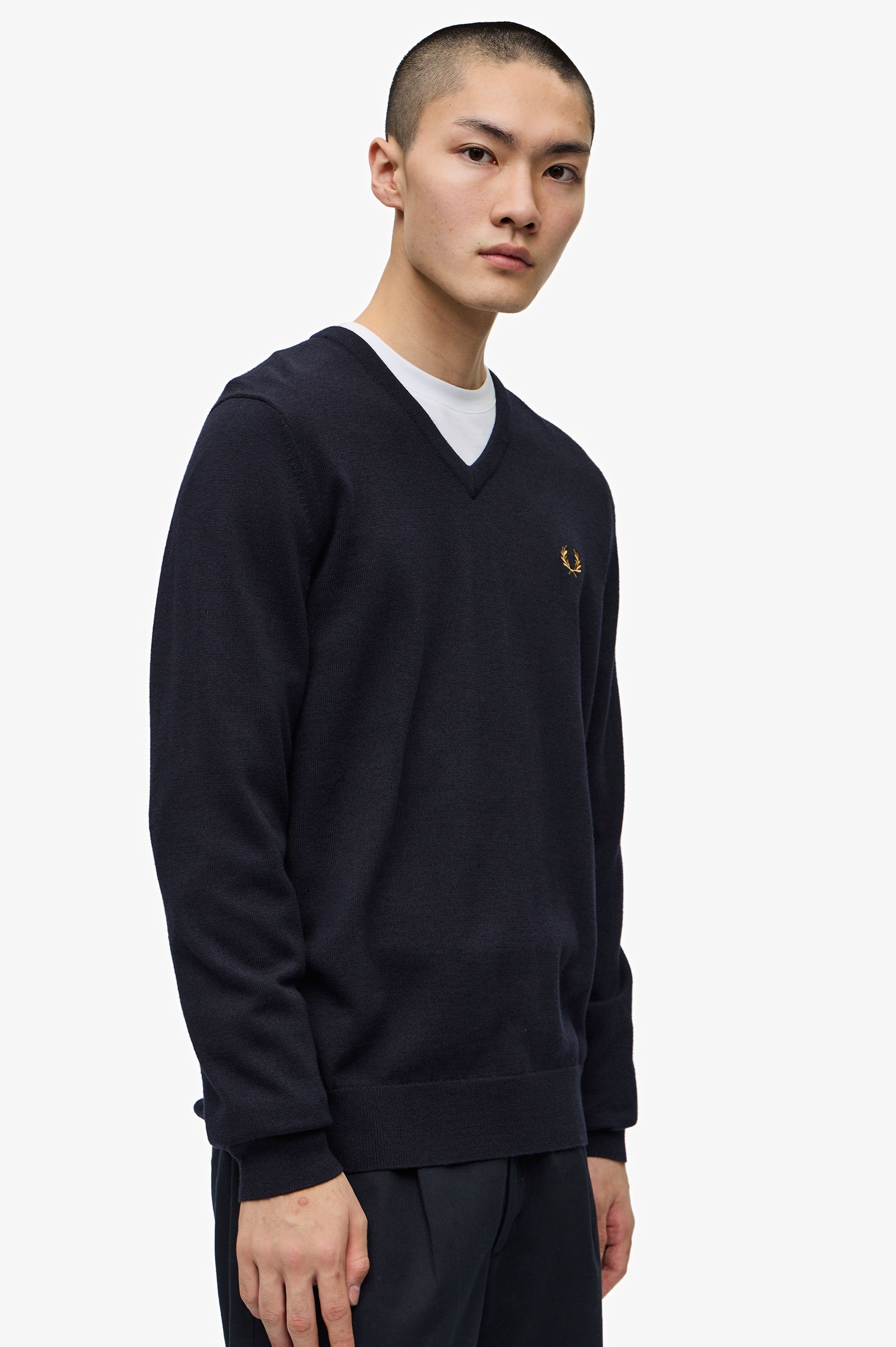 Classic V-Neck Jumper Navy 7038306