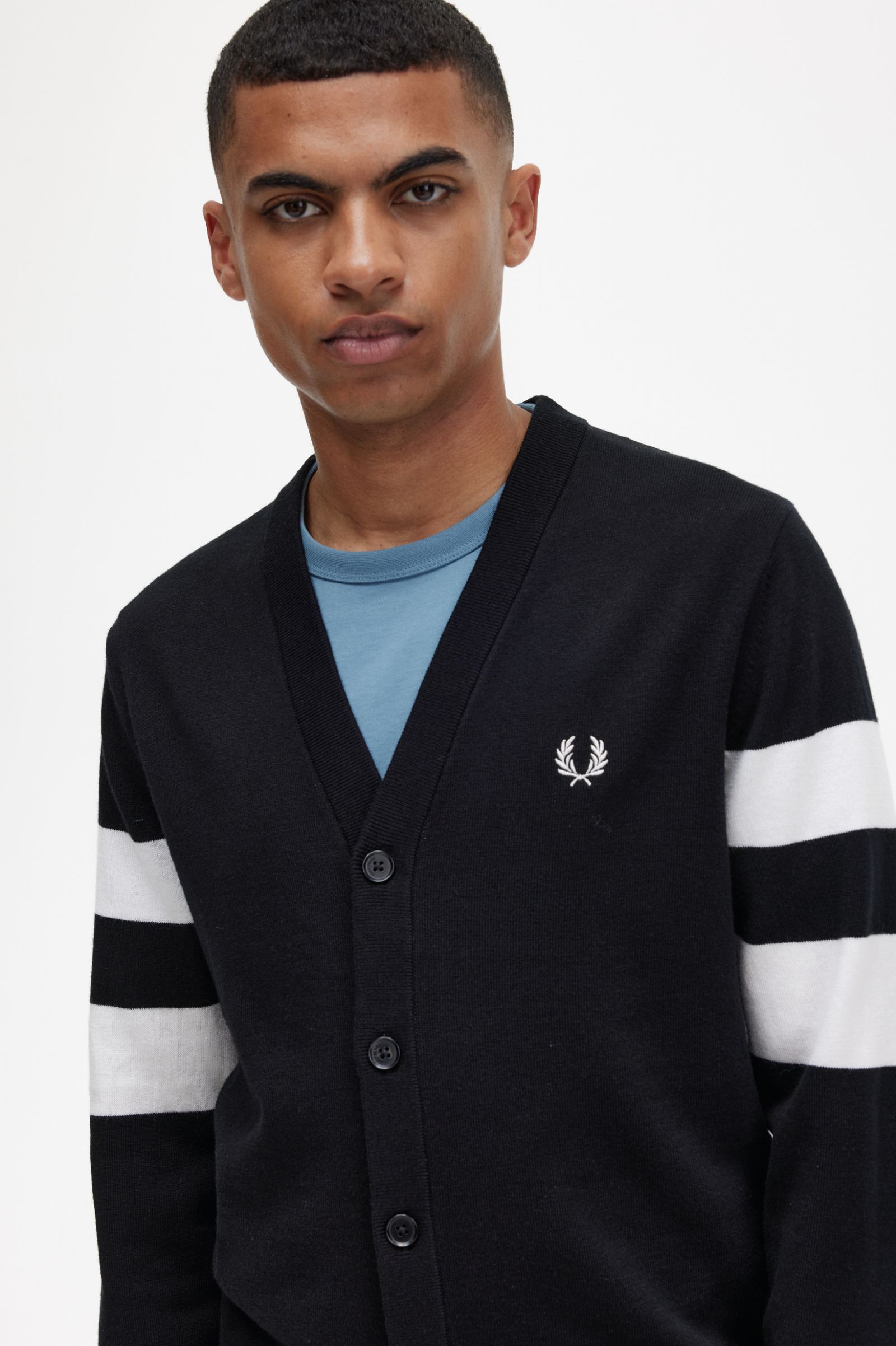 Tipped Sleeve Cardigan Black 7038324