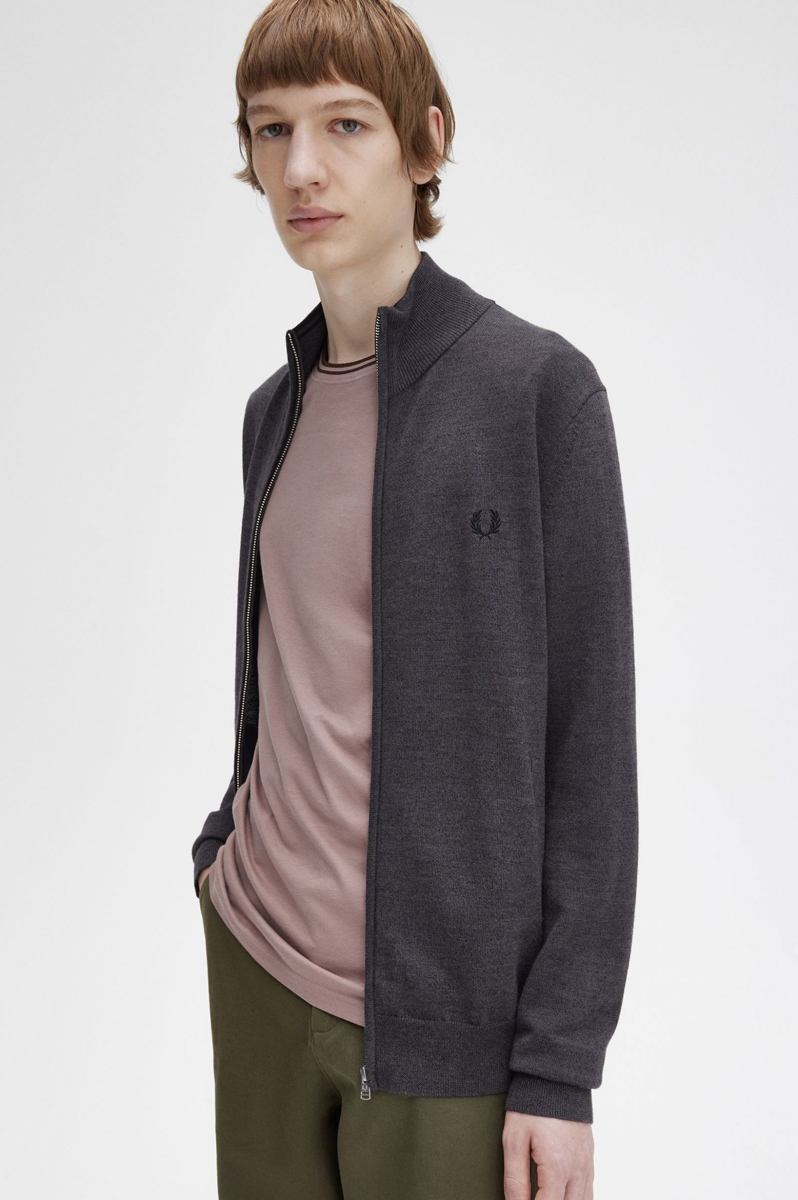 Classic Zip Through Cardigan Dark Grey Marl 7038326