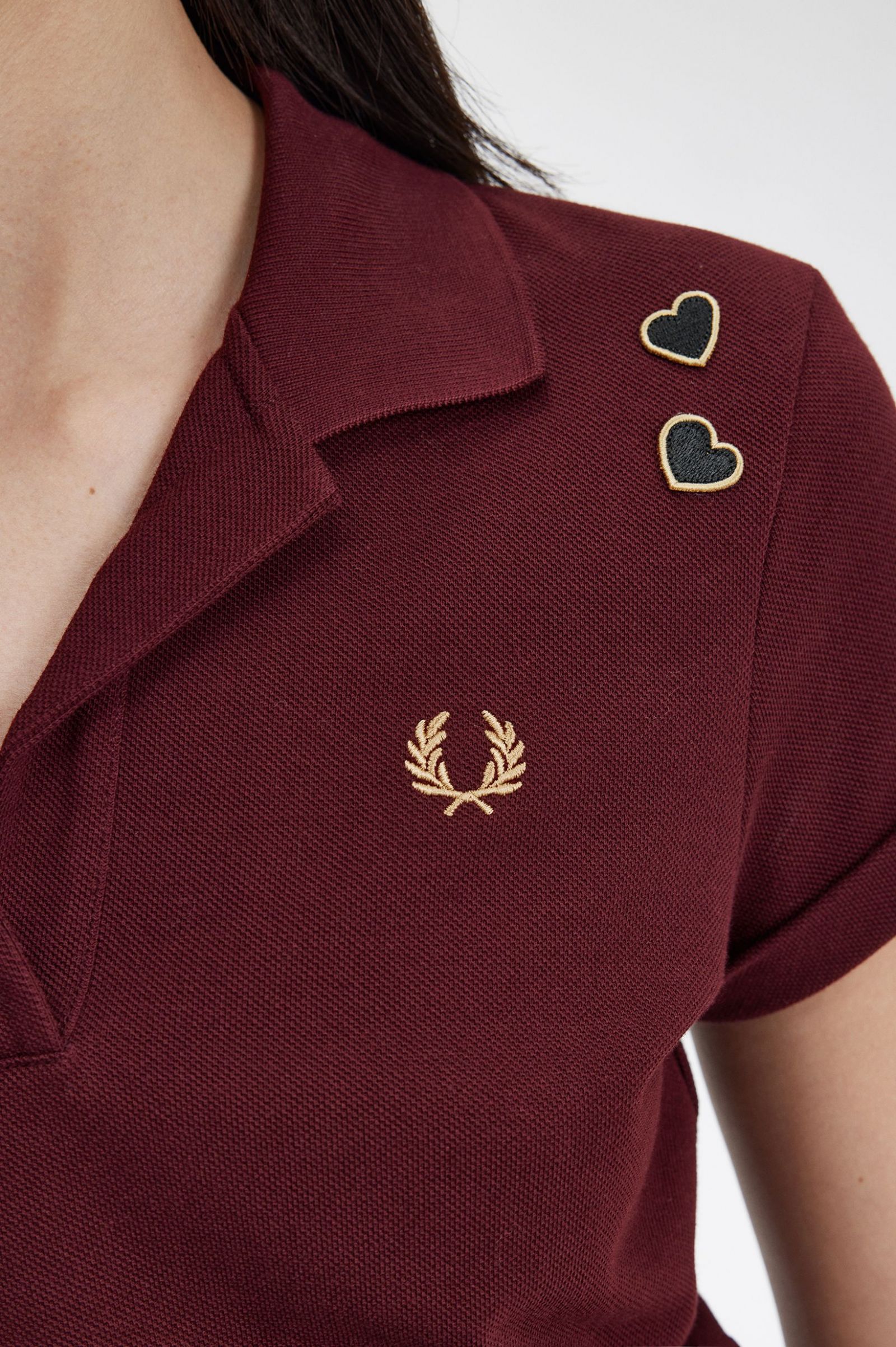 Amy Winehouse FoundationOpen-Collar Pique Shirt Oxblood 7039375