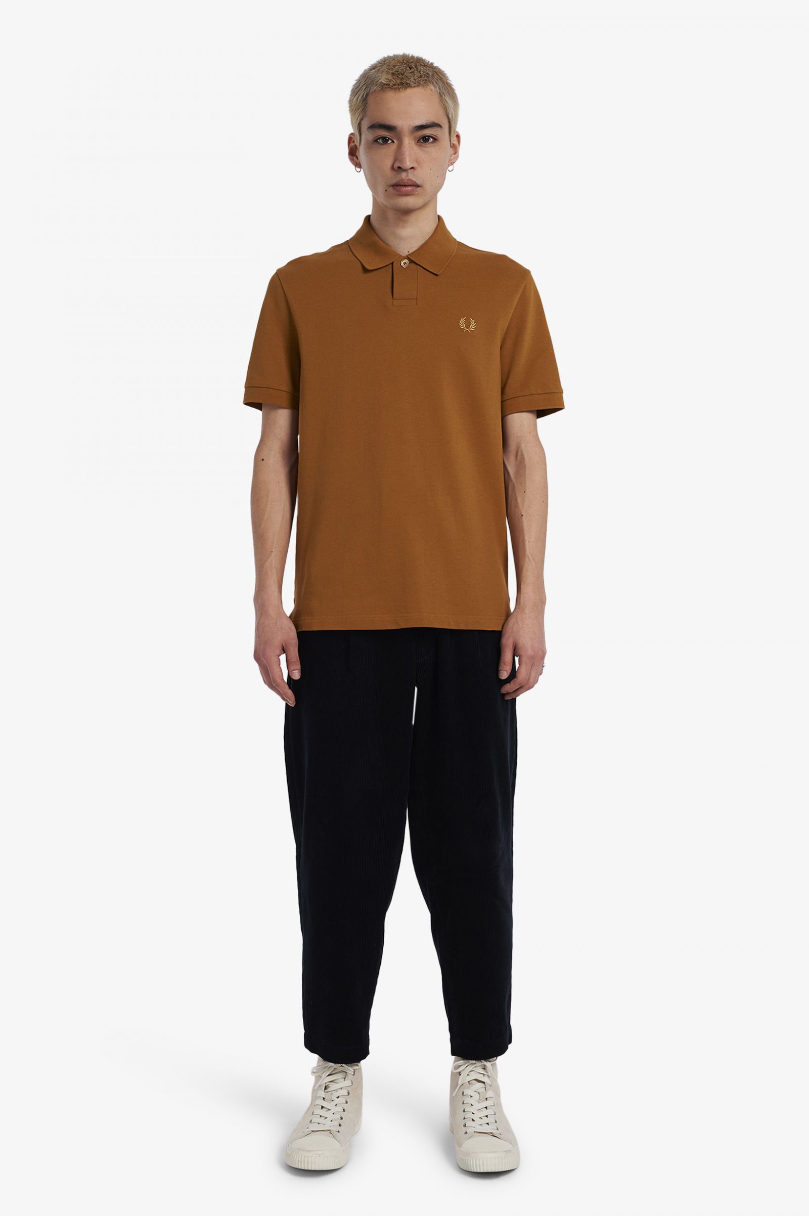 ReissuesOne Button Polo Shirt Dark Caramel 7037842