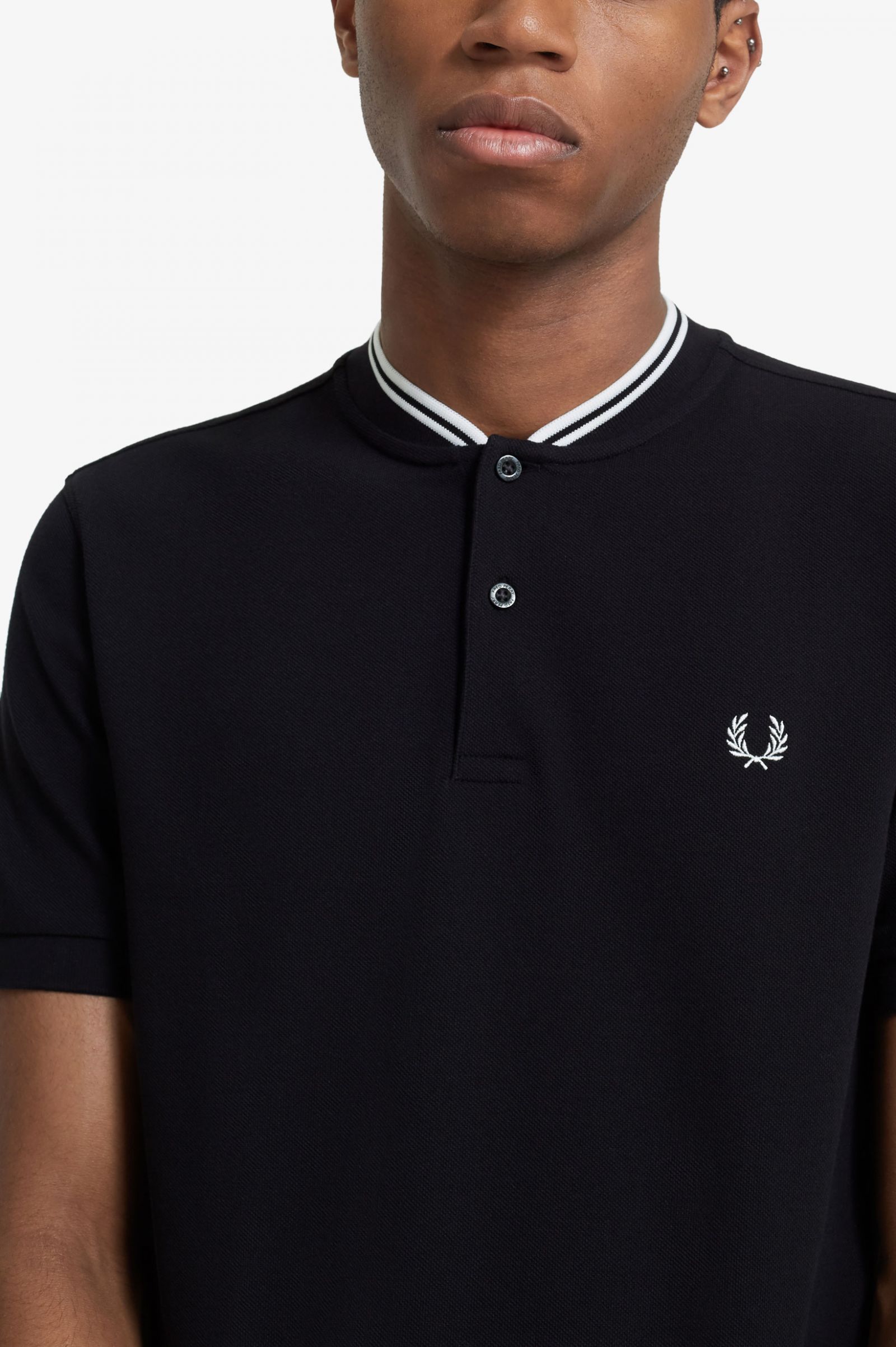 Bomber Collar Polo Shirt Black 7038571