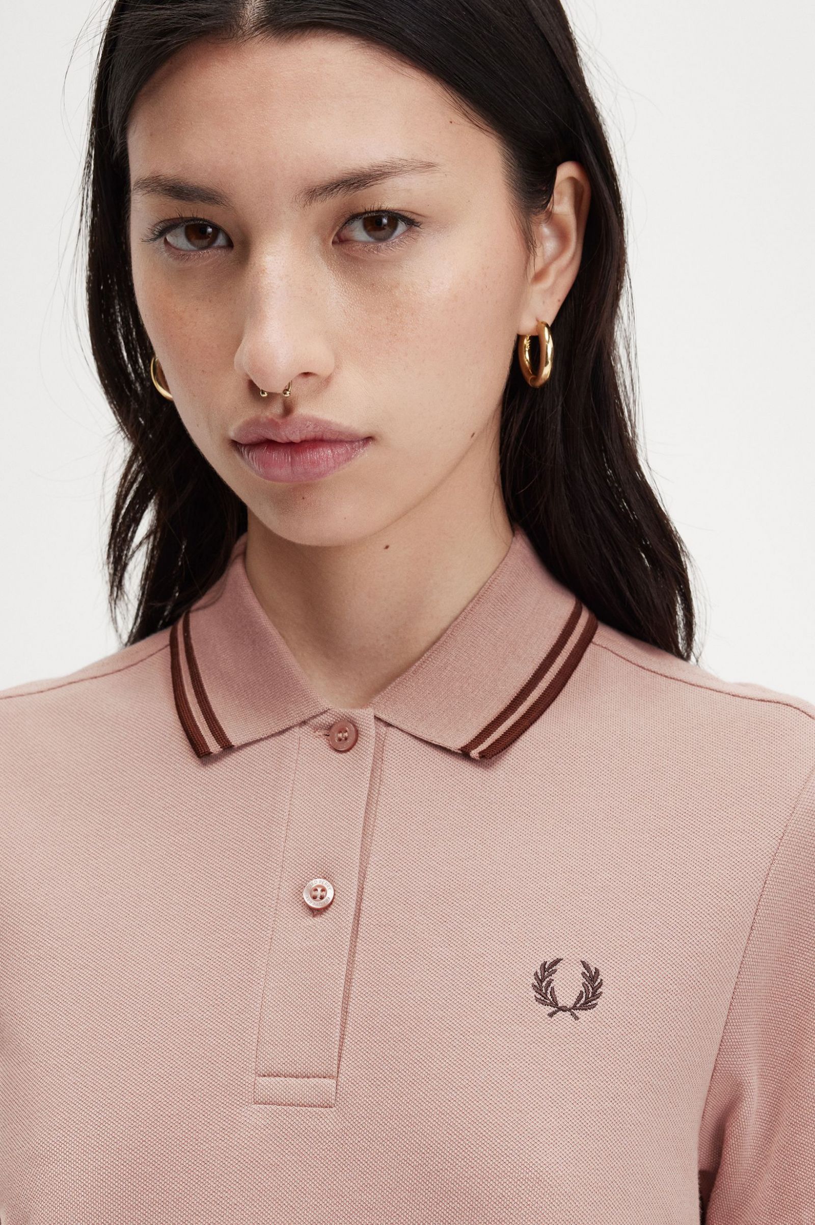Twin Tipped Fred Perry Shirt Dress Dark Pink / Whisky Brown / Whisky Brown 7039295
