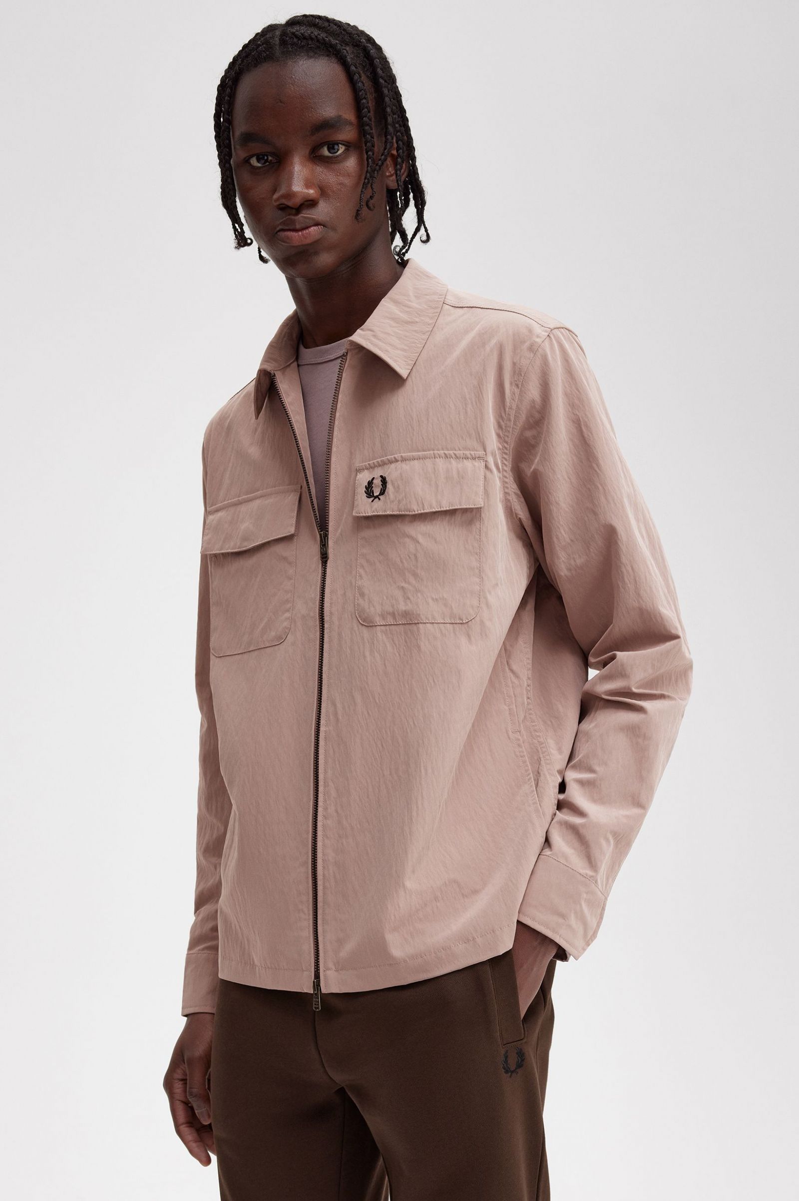 Zip-Through Overshirt Dark Pink 7038494