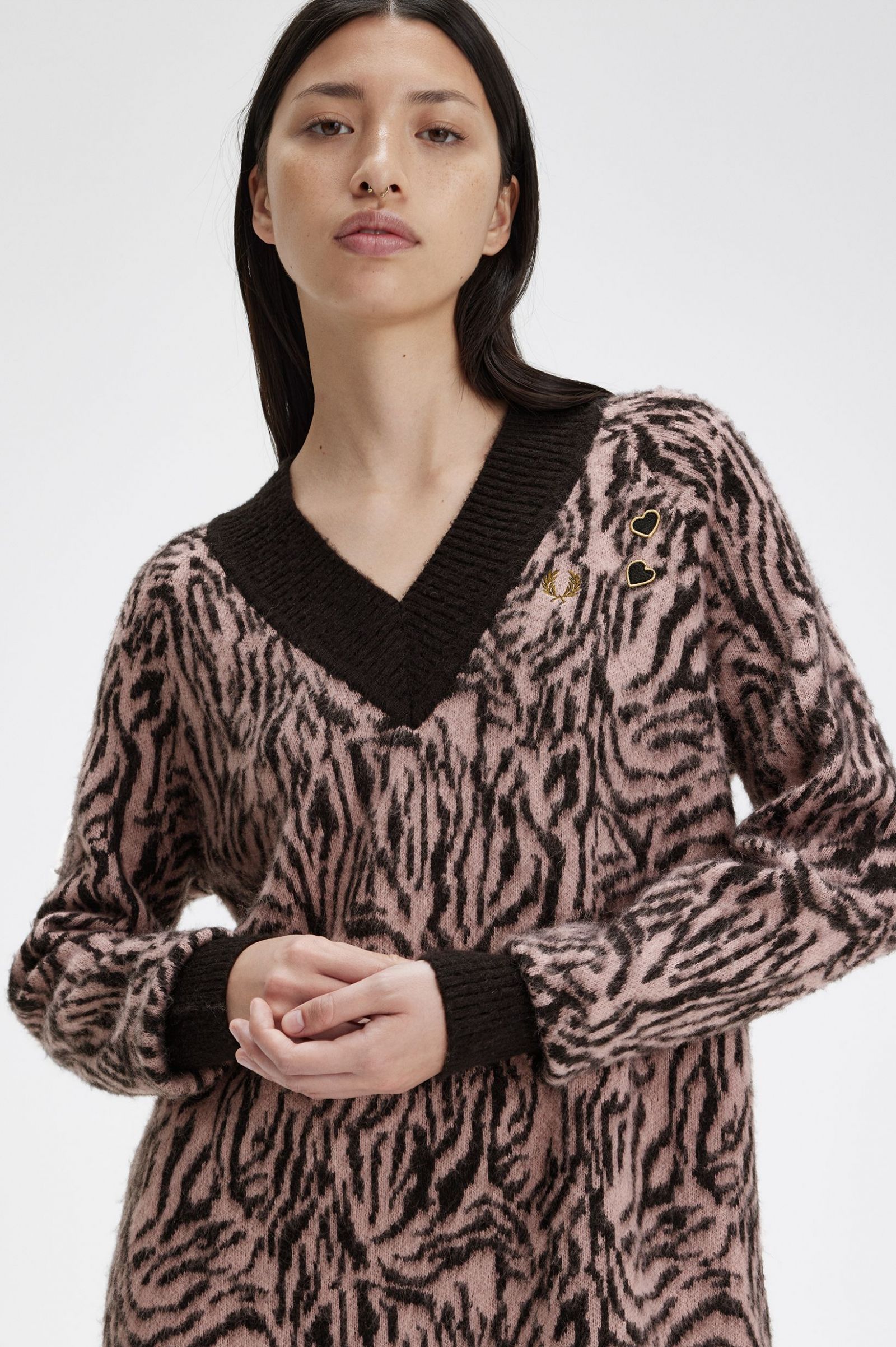 Amy Winehouse FoundationZebra Knitted Dress Dusty Rose Pink 7039308