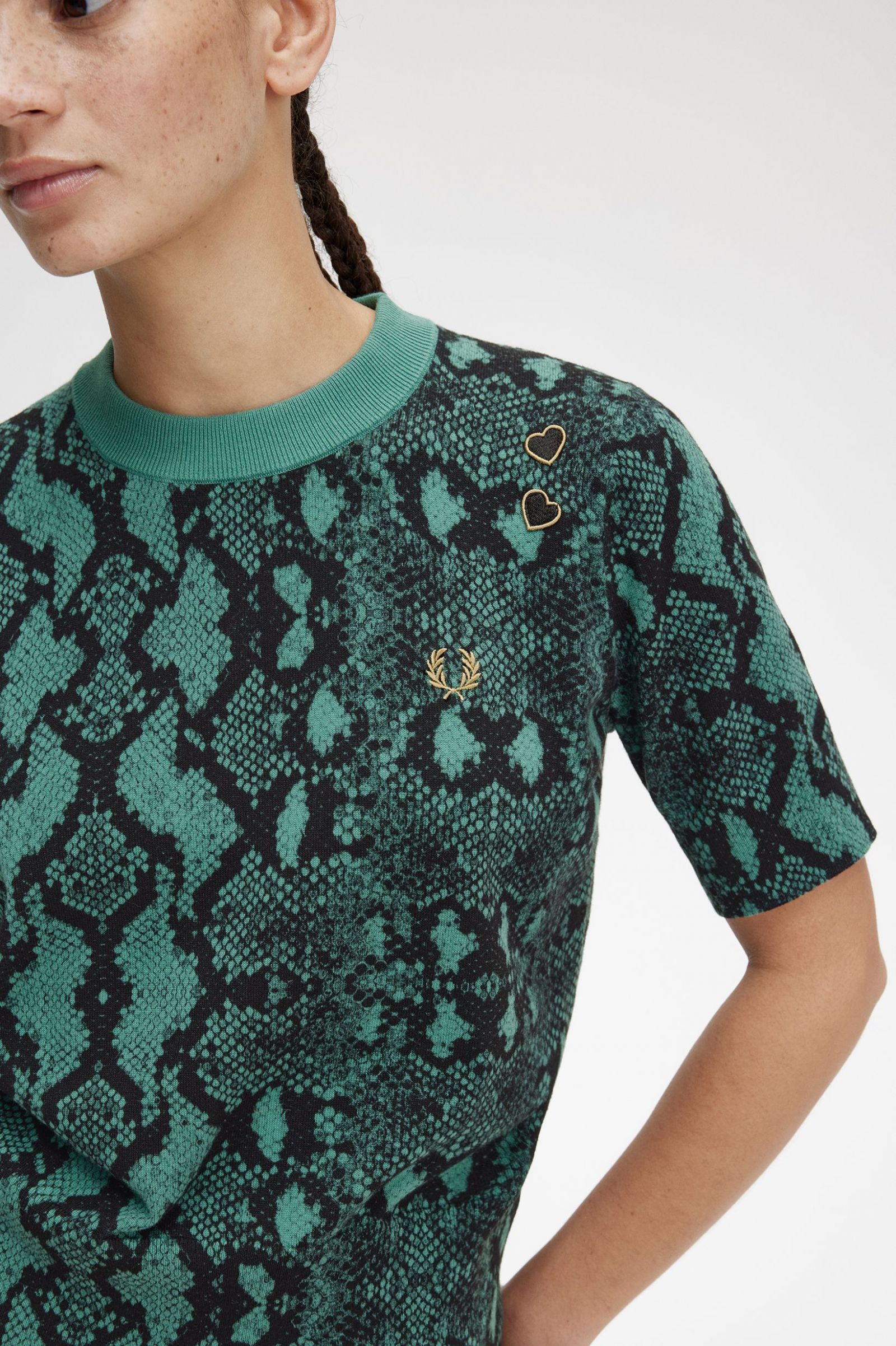 Amy Winehouse FoundationSnake Print Jumper Deep Mint 7039333