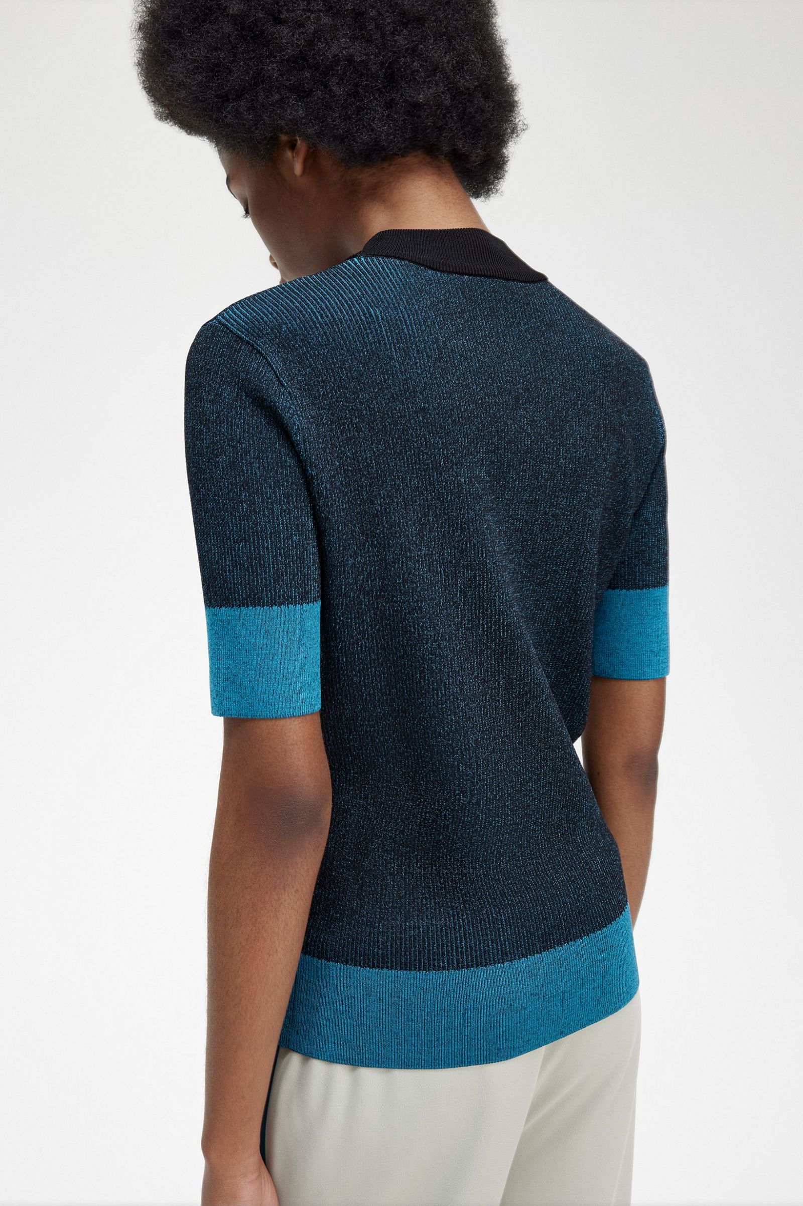 Contrast Rib Short Sleeve Jumper Black 7039315