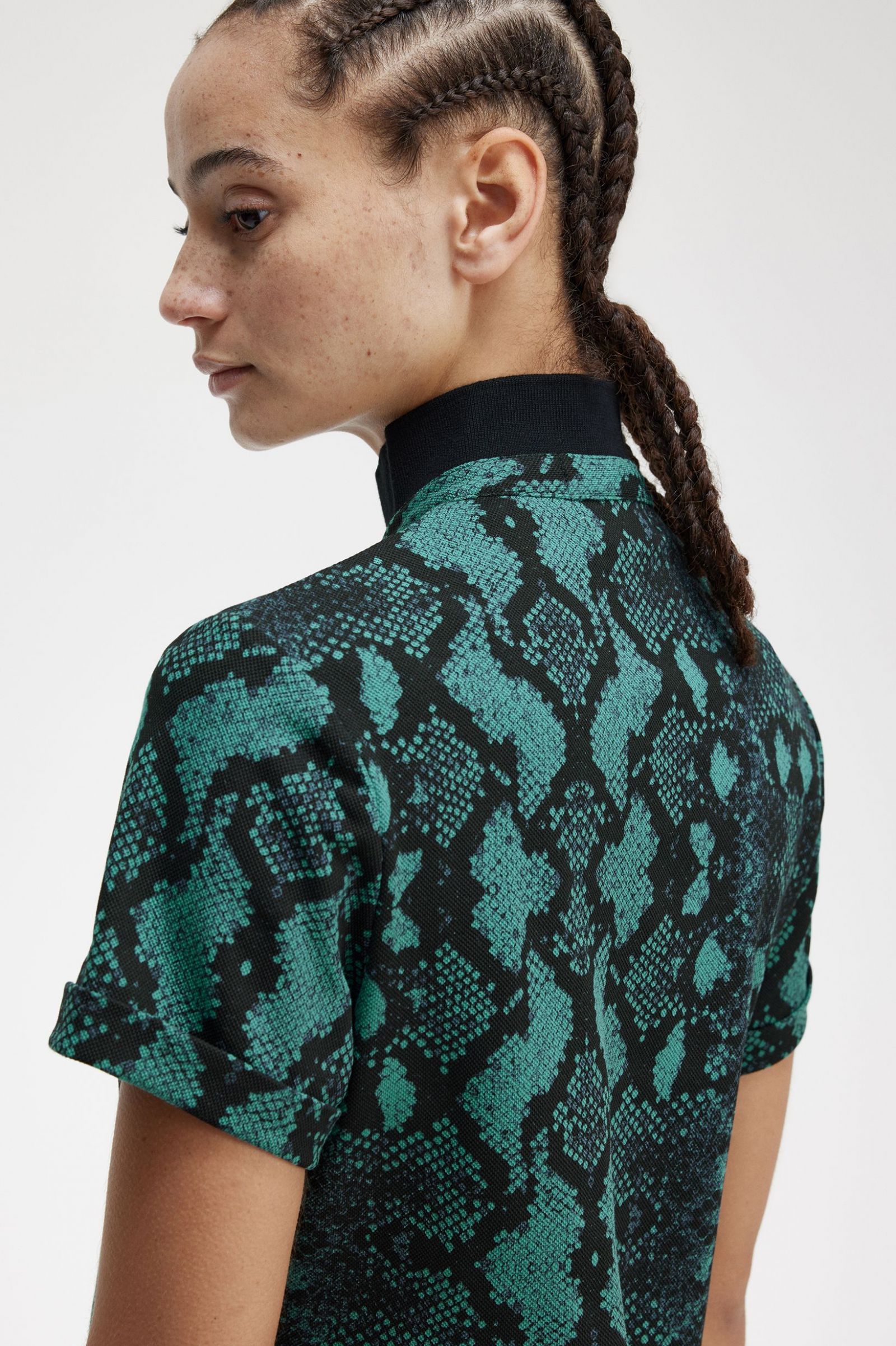 Amy Winehouse FoundationSnake Print Polo Shirt Deep Mint 7039414