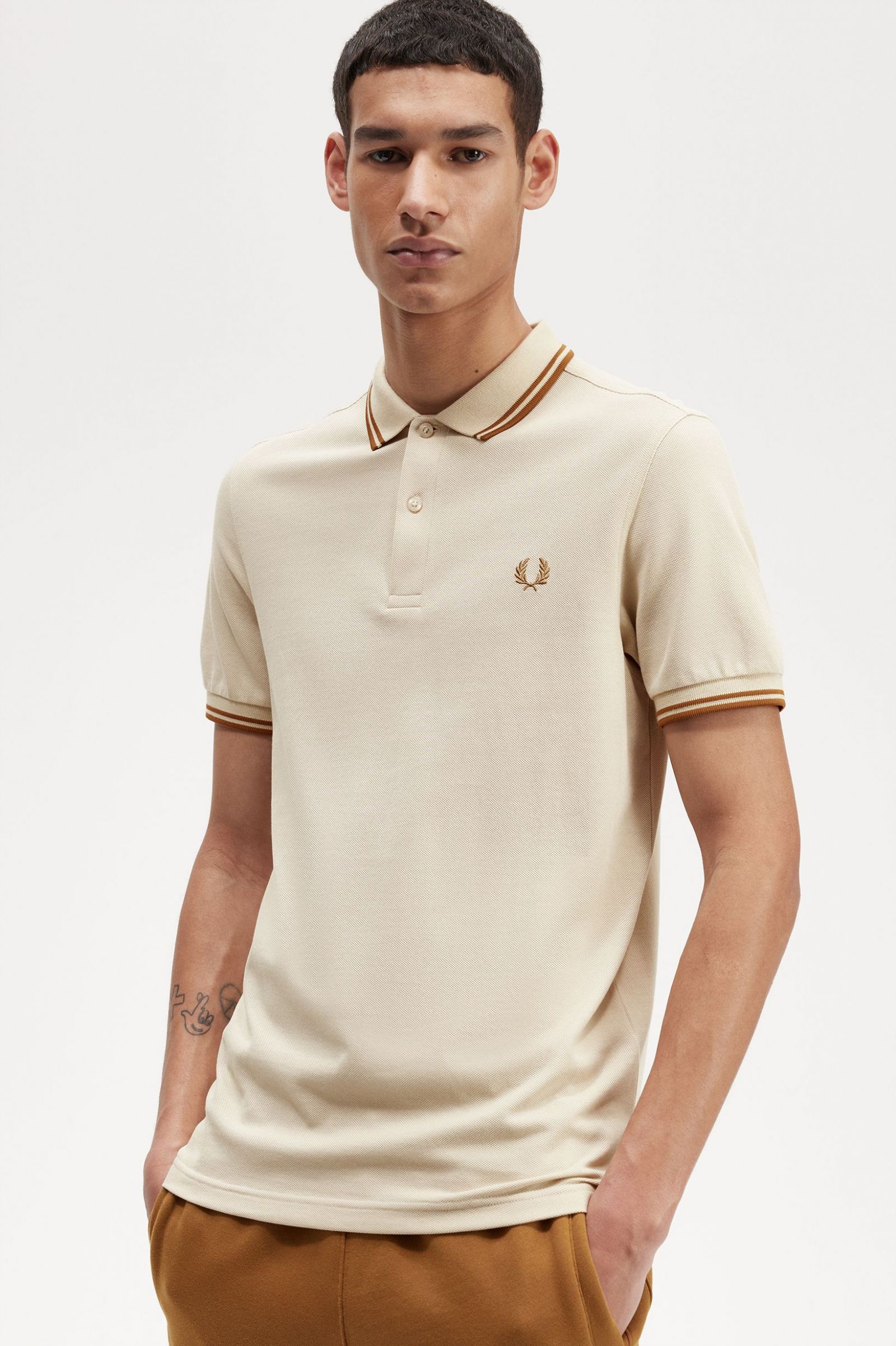 The Fred Perry ShirtM3600 Oatmeal / Dark Caramel / Dark Caramel 7038992