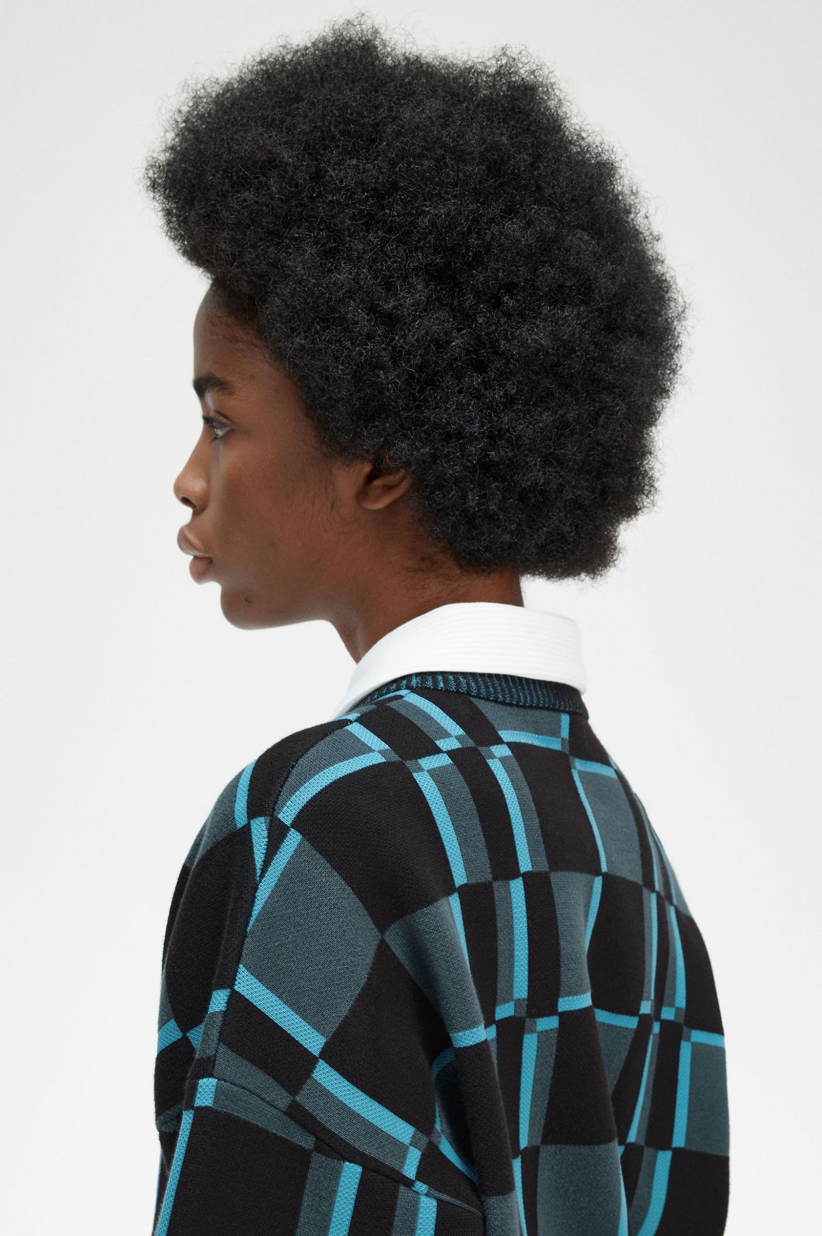 Chequerboard Jumper Cyber Blue 7039314